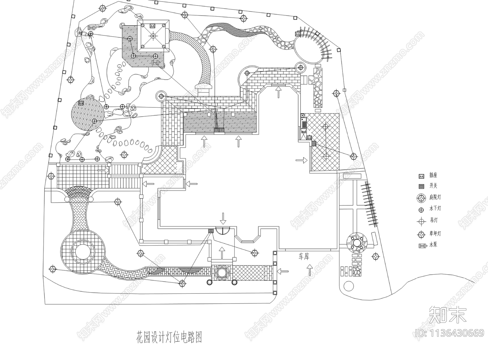 别墅花园庭院设计方案cad施工图下载【ID:1136430669】