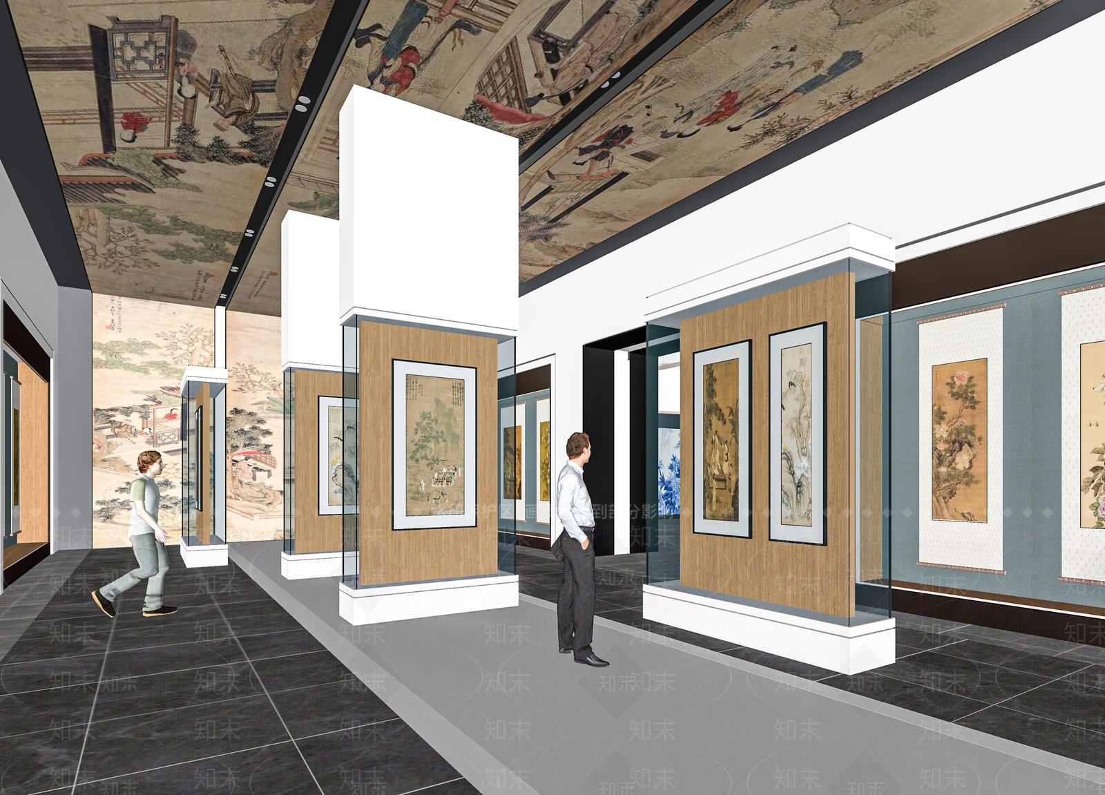 新中式字画展厅SU模型下载【ID:1136434987】