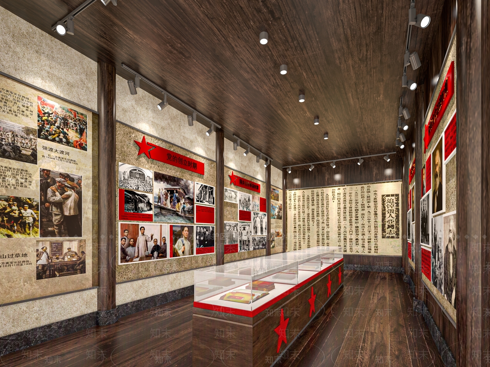 新中式党建展厅SU模型下载【ID:1136435093】