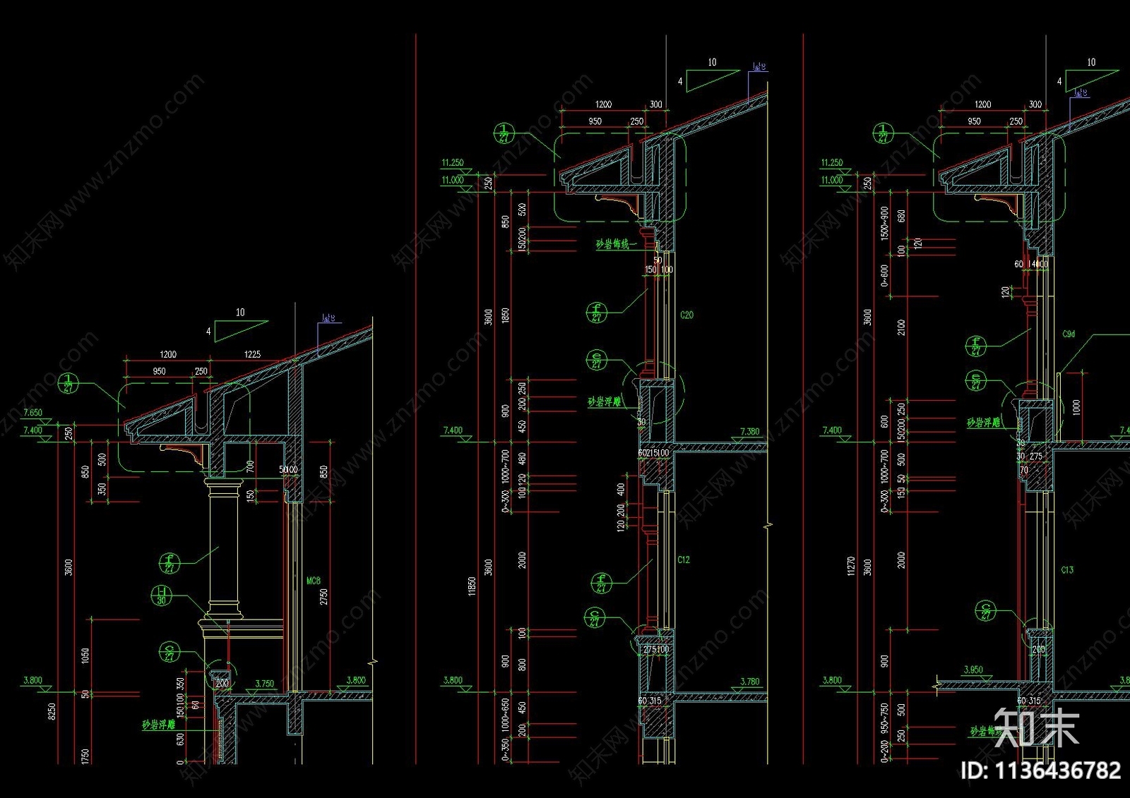 欧式三层私人别墅会所建筑cad施工图下载【ID:1136436782】