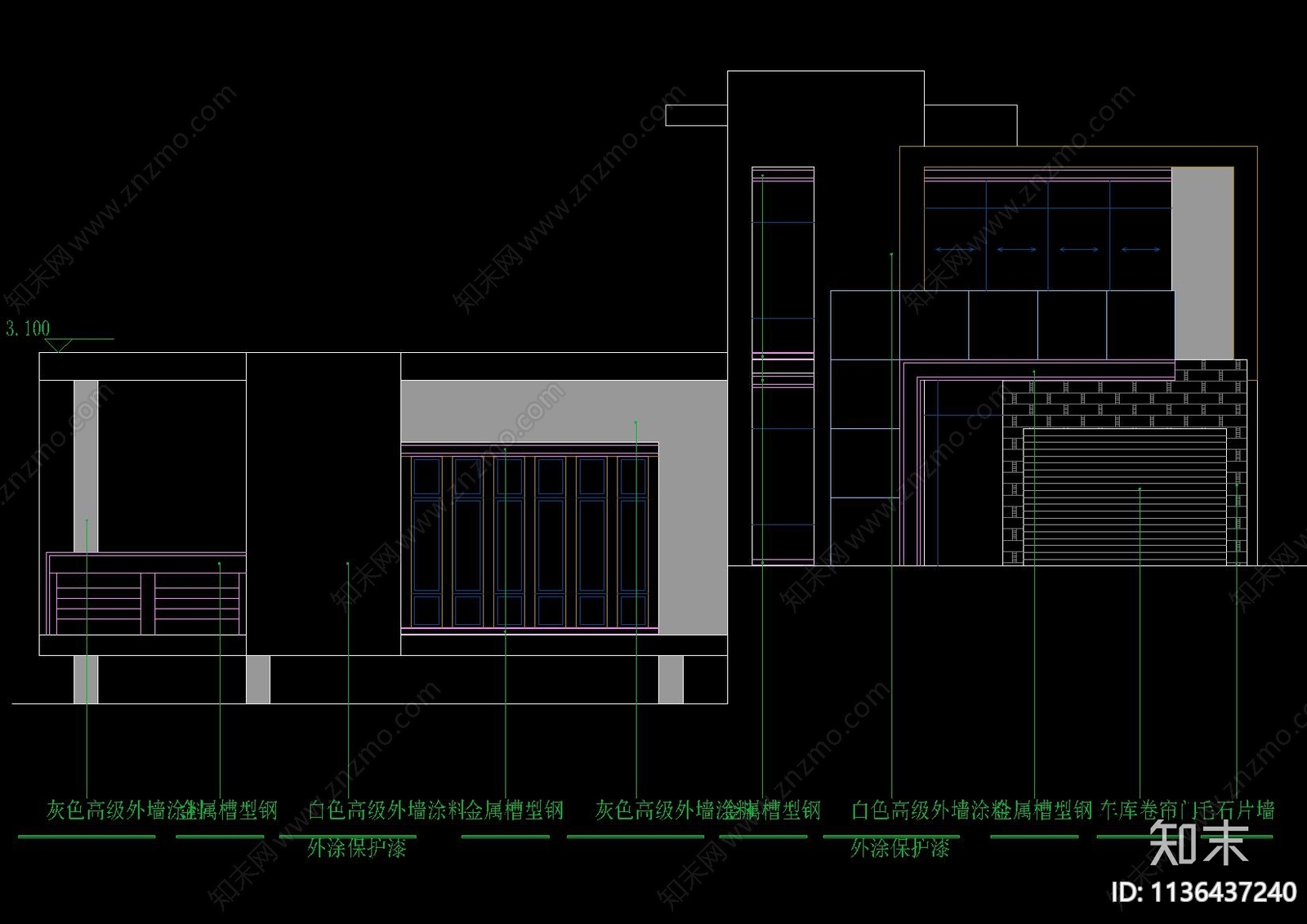 现代独栋别墅建筑cad施工图下载【ID:1136437240】