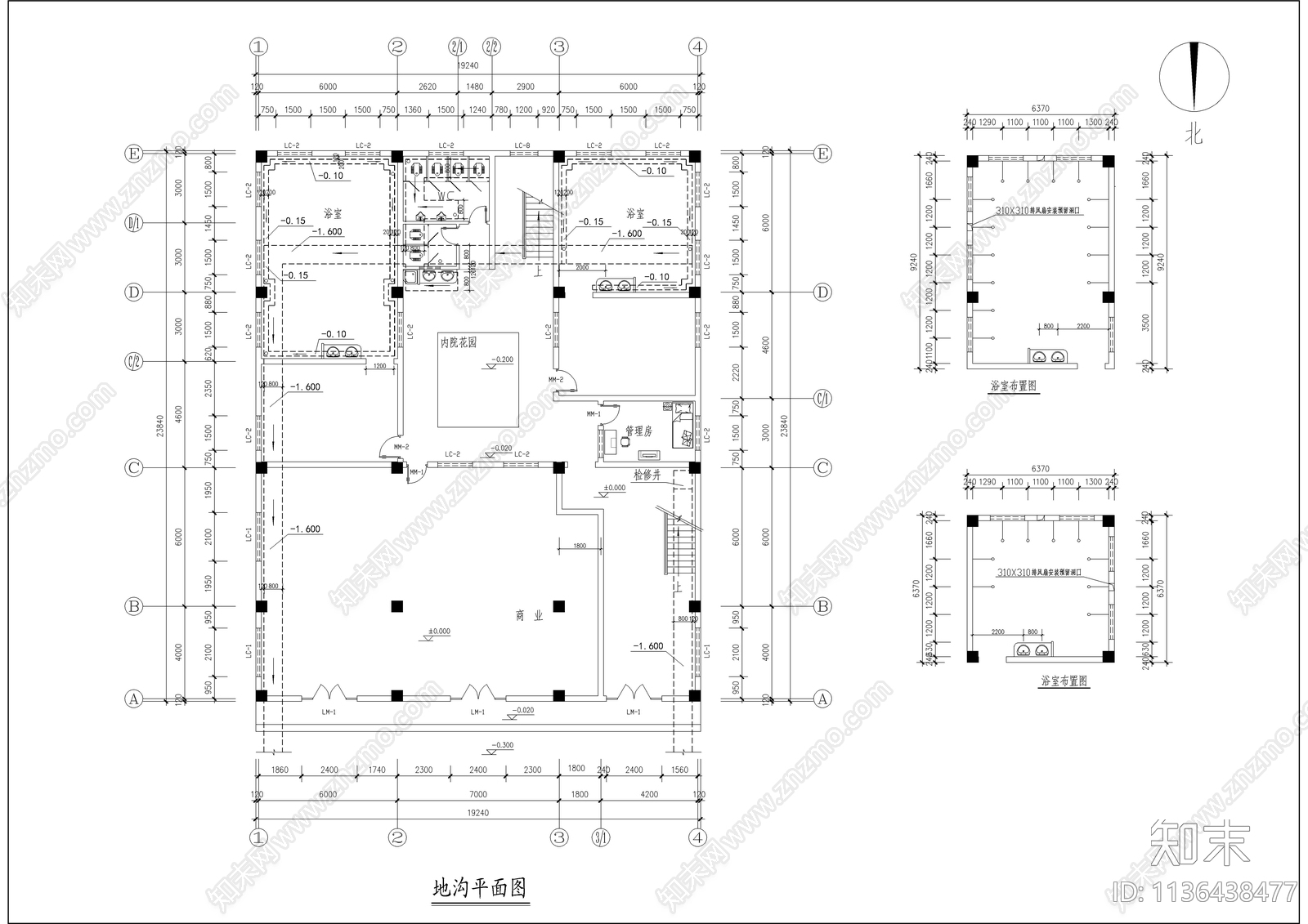 合院型带商业民舍建筑cad施工图下载【ID:1136438477】