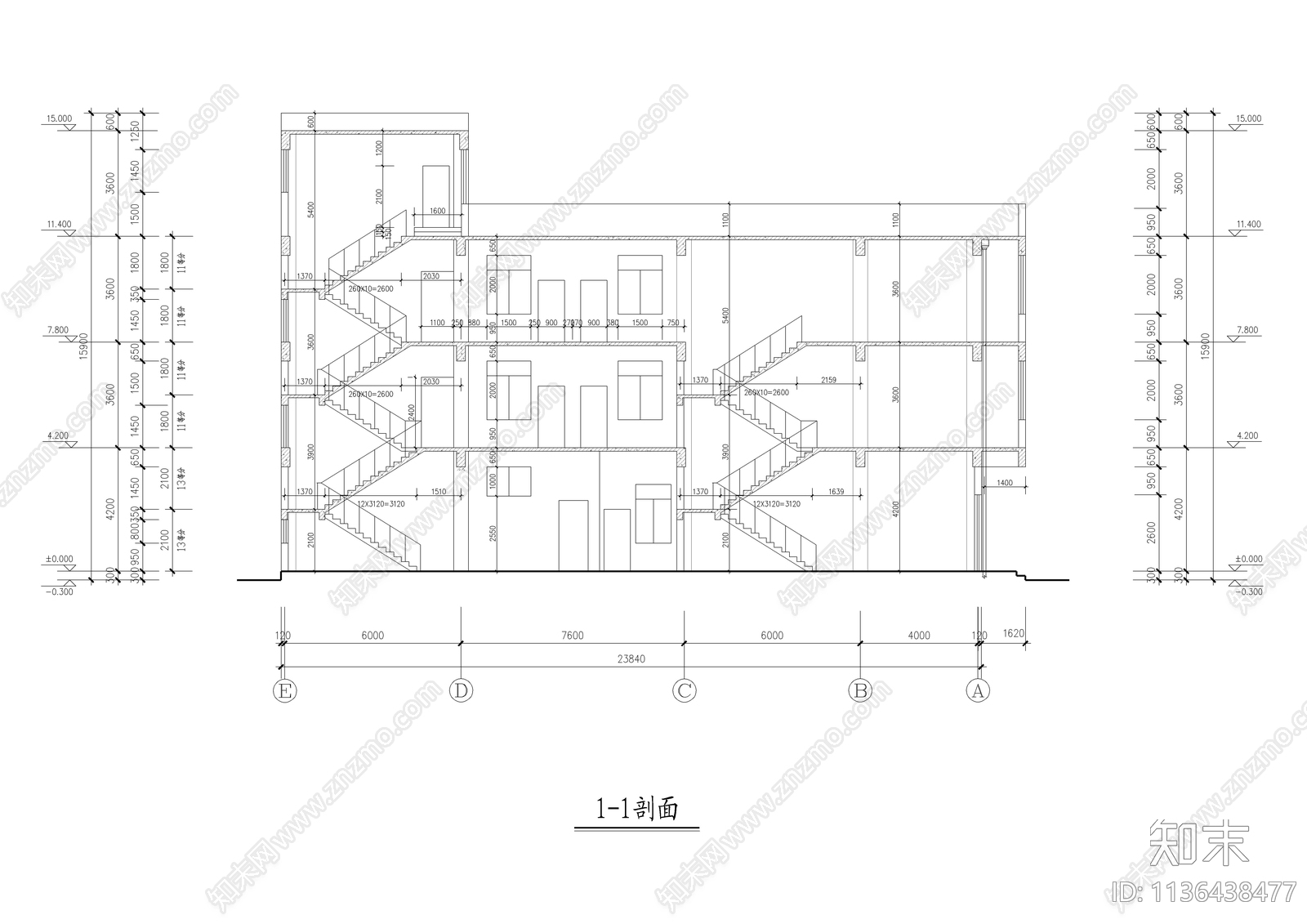 合院型带商业民舍建筑cad施工图下载【ID:1136438477】