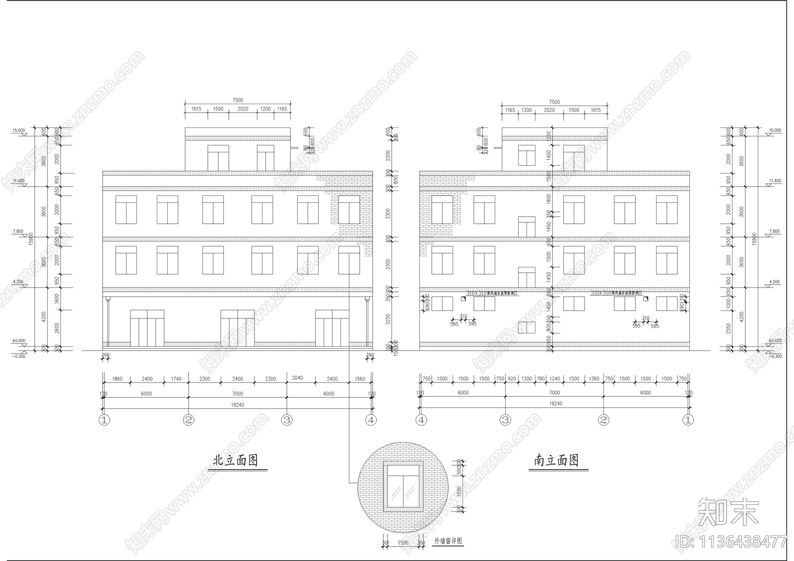 合院型带商业民舍建筑cad施工图下载【ID:1136438477】