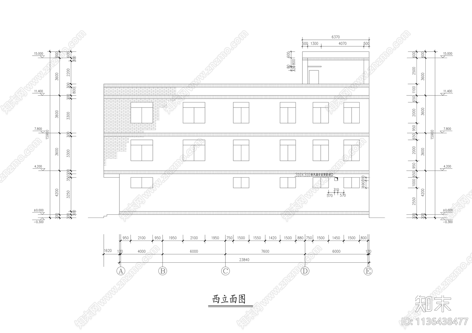 合院型带商业民舍建筑cad施工图下载【ID:1136438477】