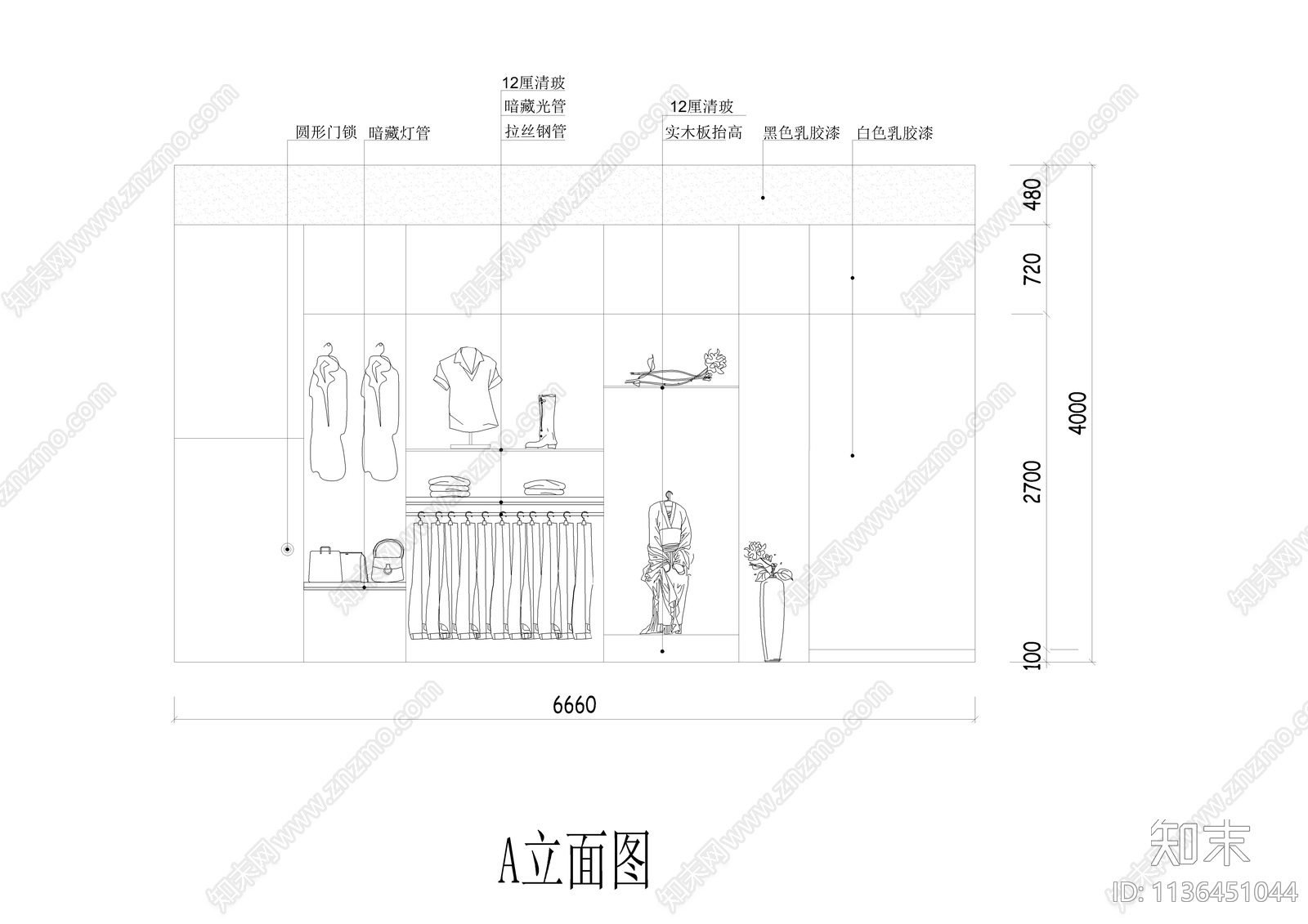 某服装专卖店全套装饰cad施工图下载【ID:1136451044】