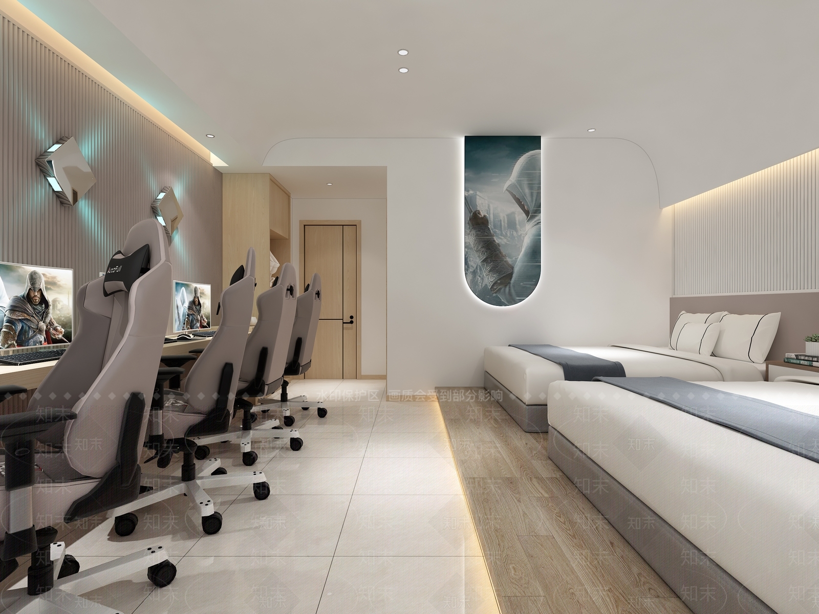 现代电竞酒店3D模型下载【ID:1136452895】
