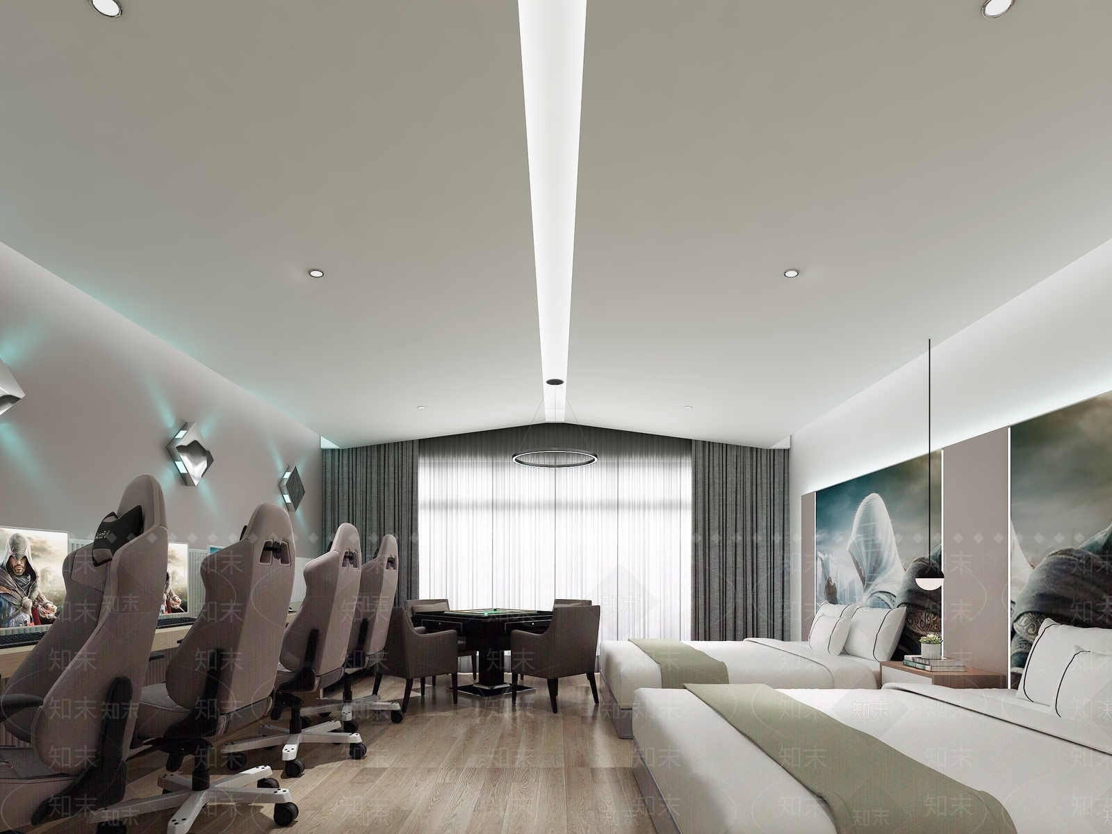 现代电竞酒店3D模型下载【ID:1136452895】