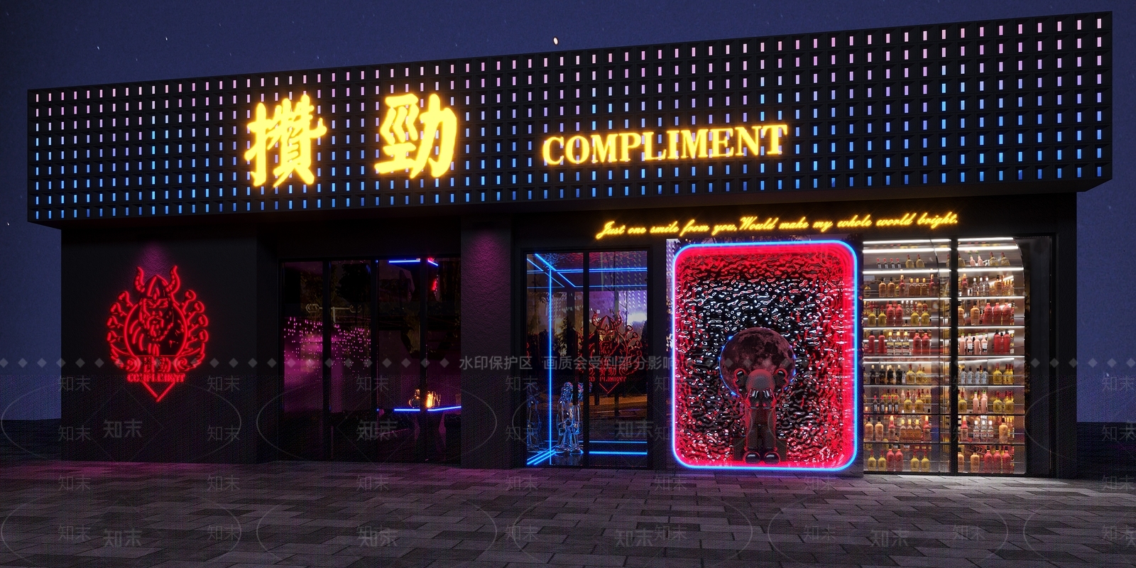 现代酒吧门头3D模型下载【ID:1136453984】