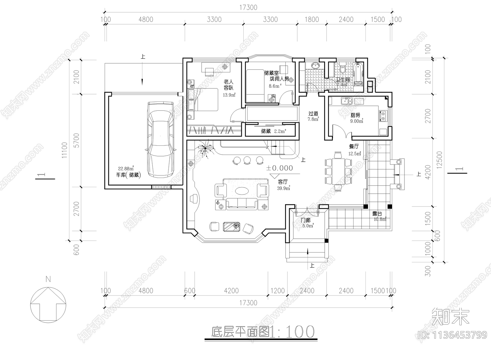 二层自建别墅cad施工图下载【ID:1136453799】