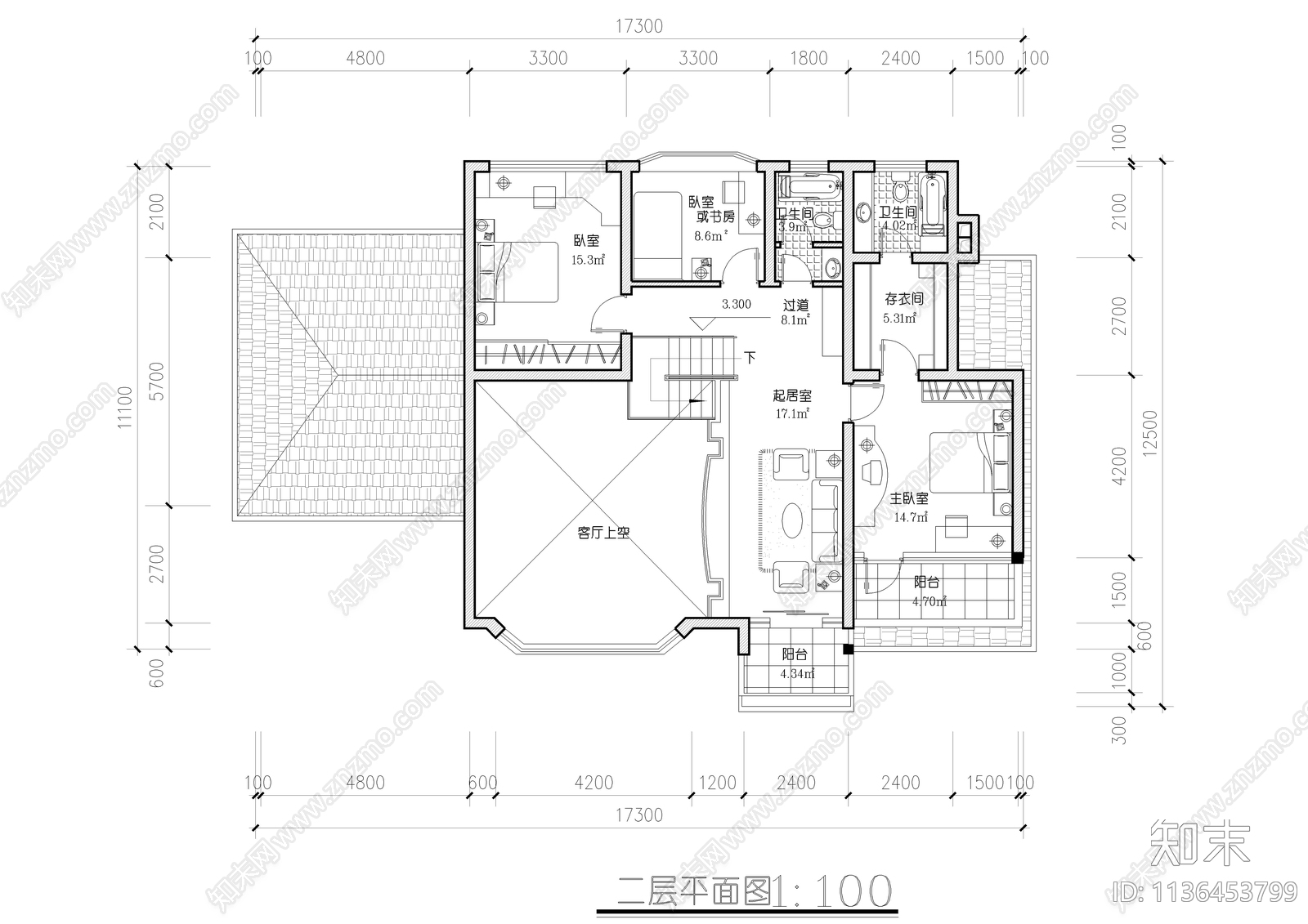 二层自建别墅cad施工图下载【ID:1136453799】