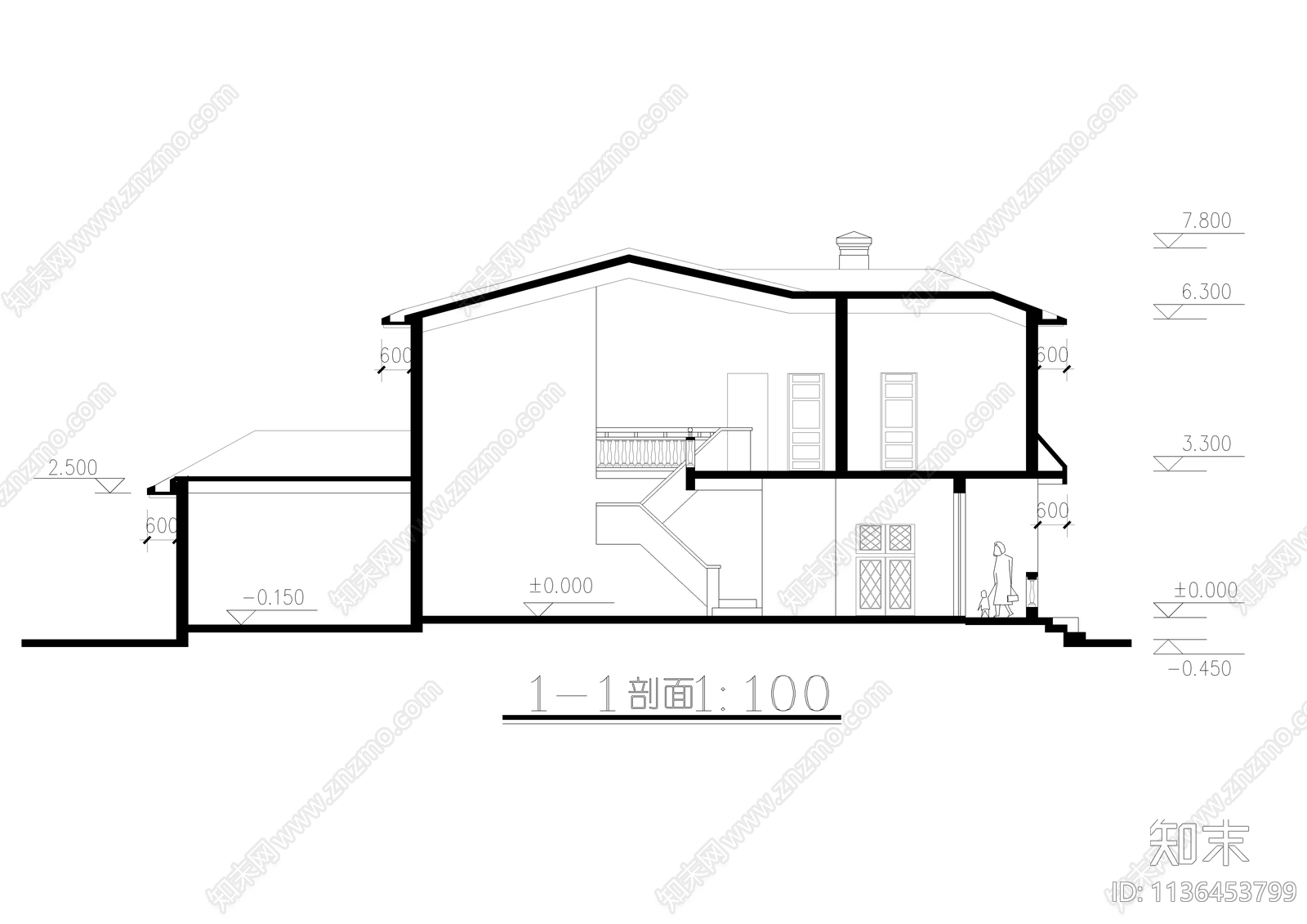 二层自建别墅cad施工图下载【ID:1136453799】