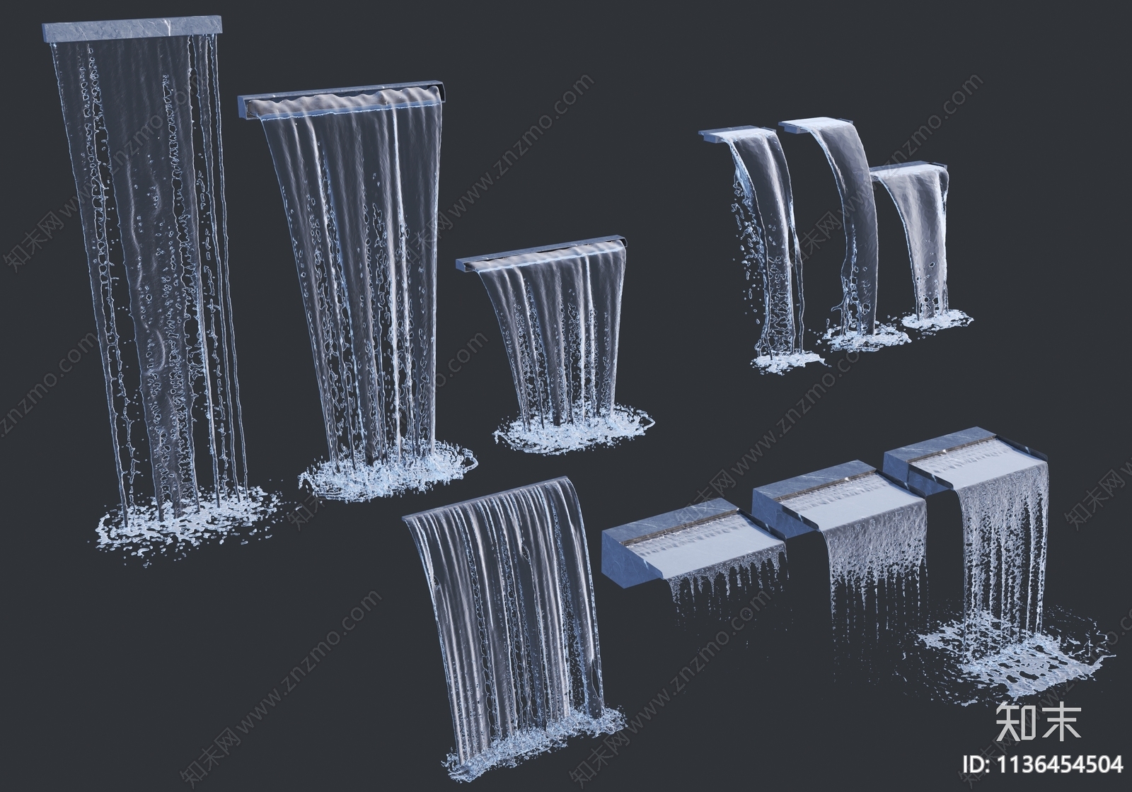 现代跌水水幕3D模型下载【ID:1136454504】