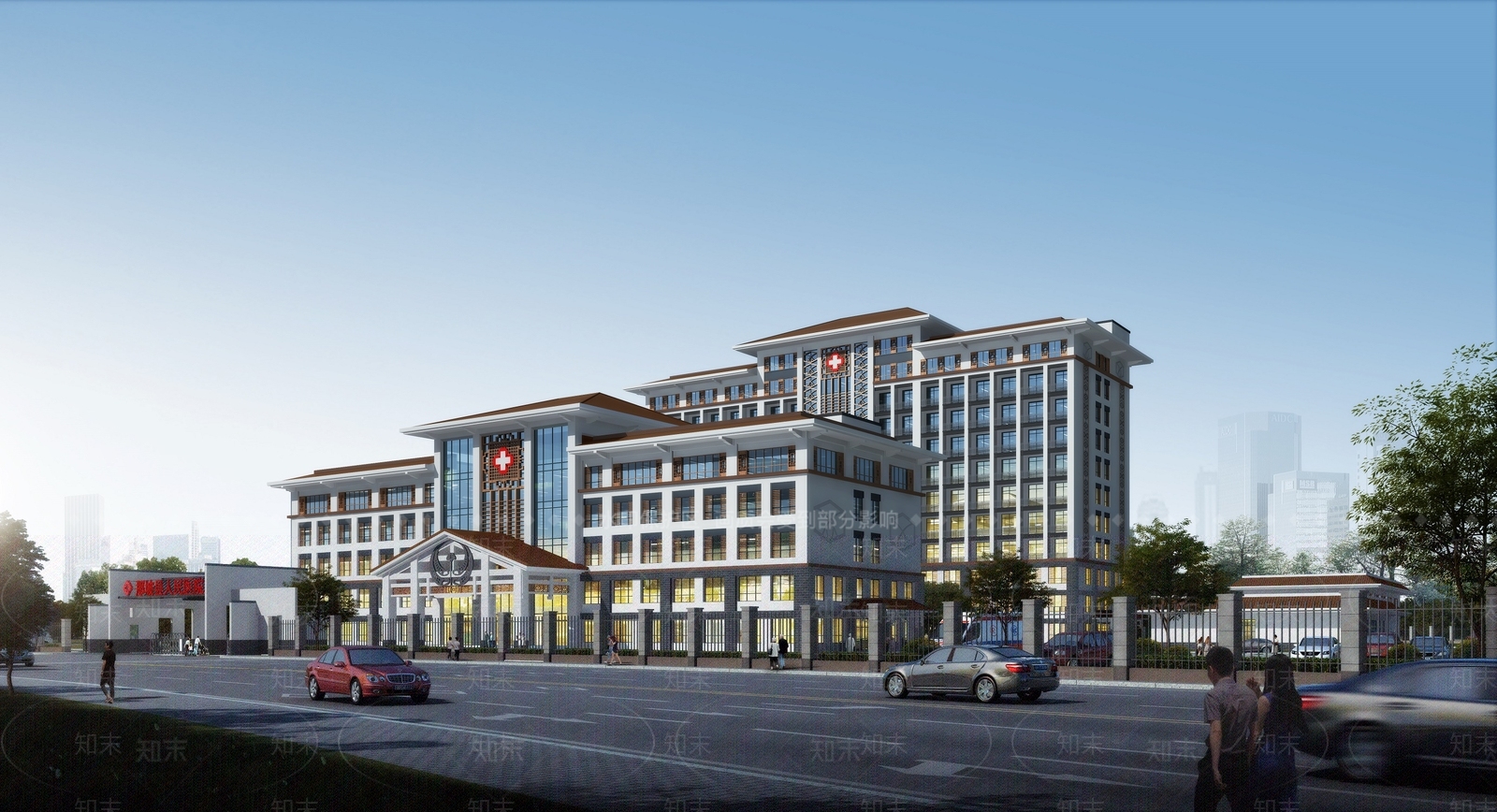新中式医院外观3D模型下载【ID:1136455984】