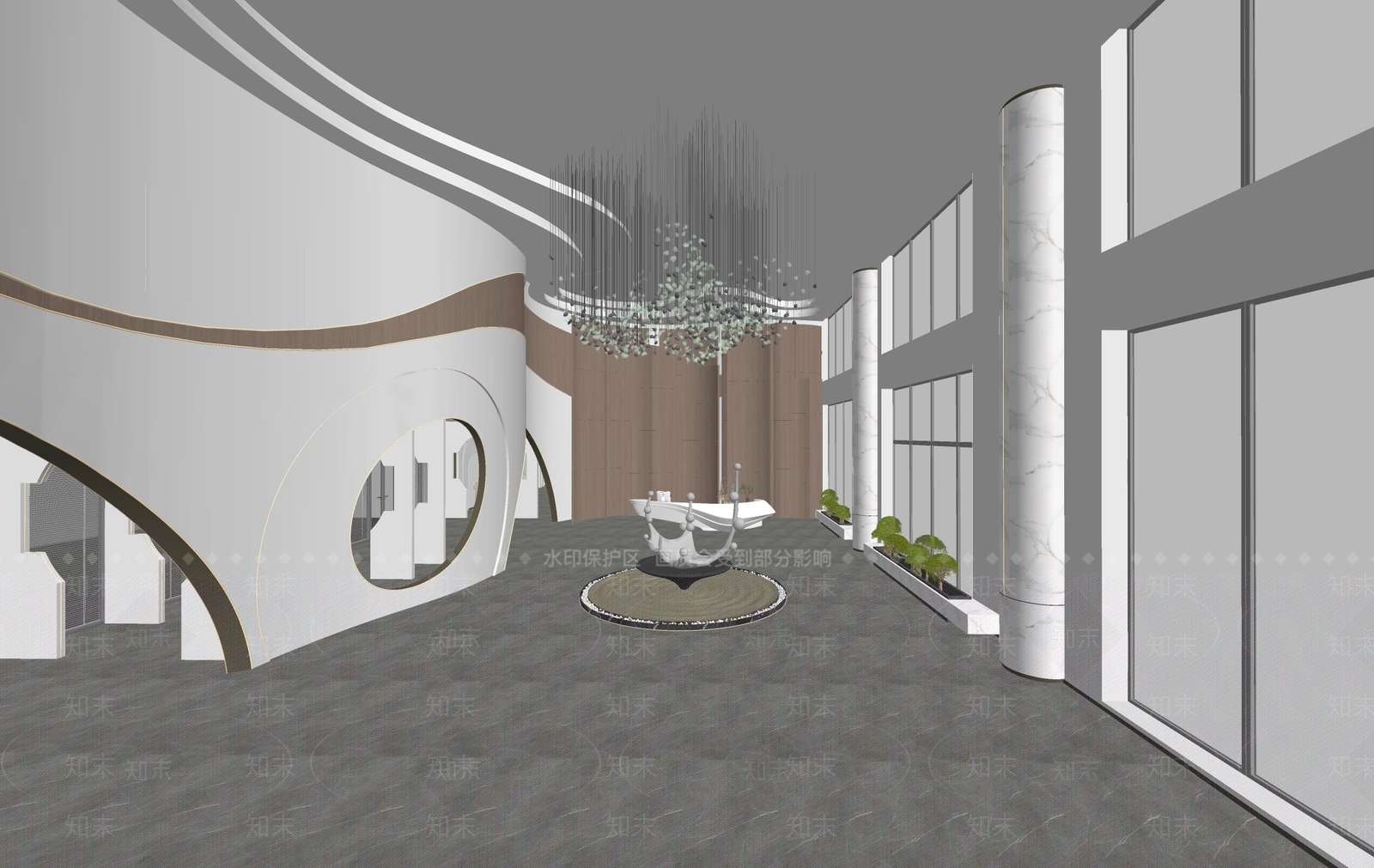现代公司大堂SU模型下载【ID:1136457119】