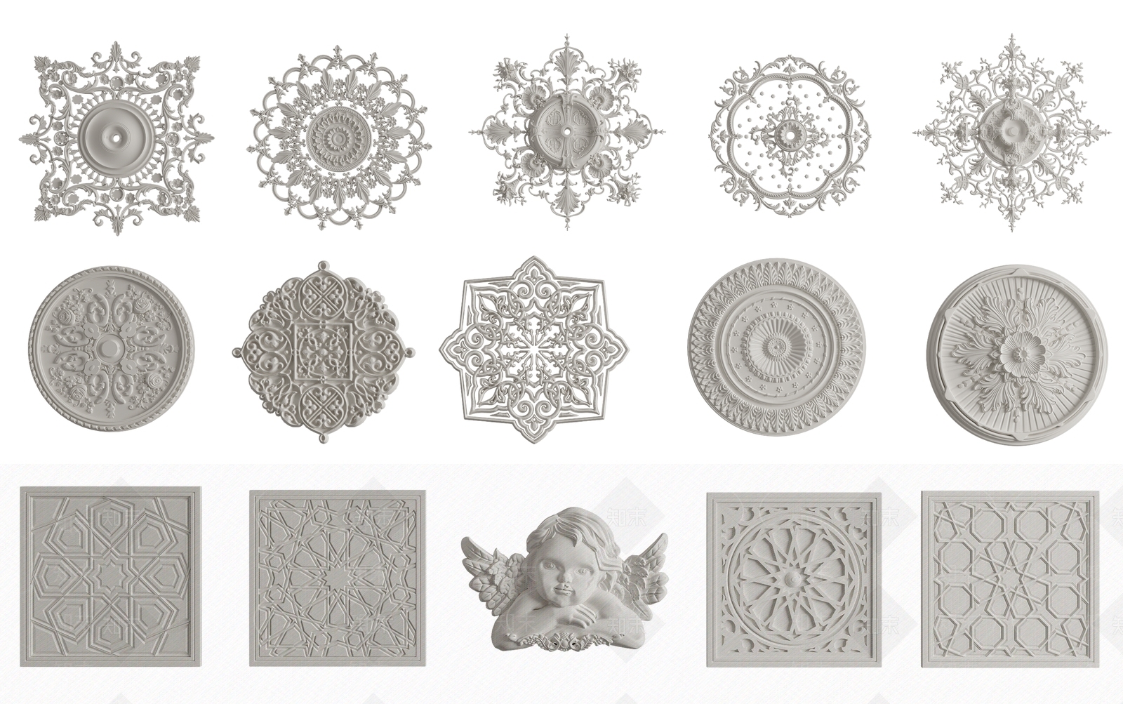 欧式雕花灯盘3D模型下载【ID:1136458446】