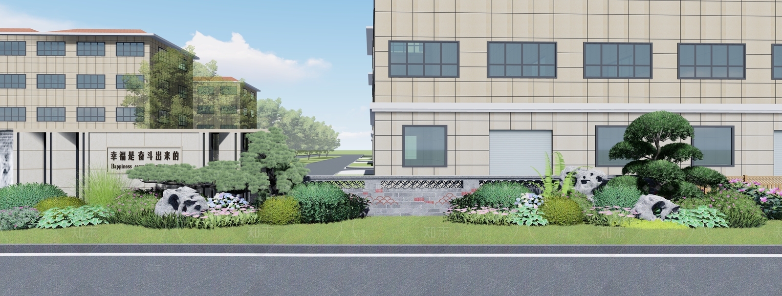 现代青砖挡墙SU模型下载【ID:1136458612】