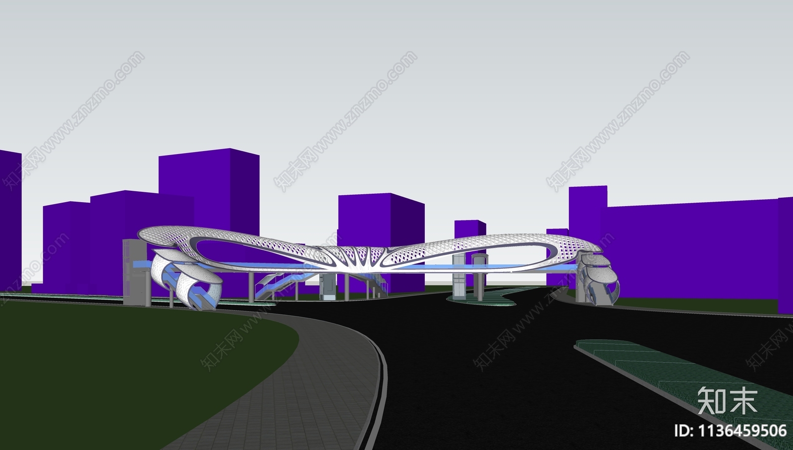 现代人行天桥SU模型下载【ID:1136459506】