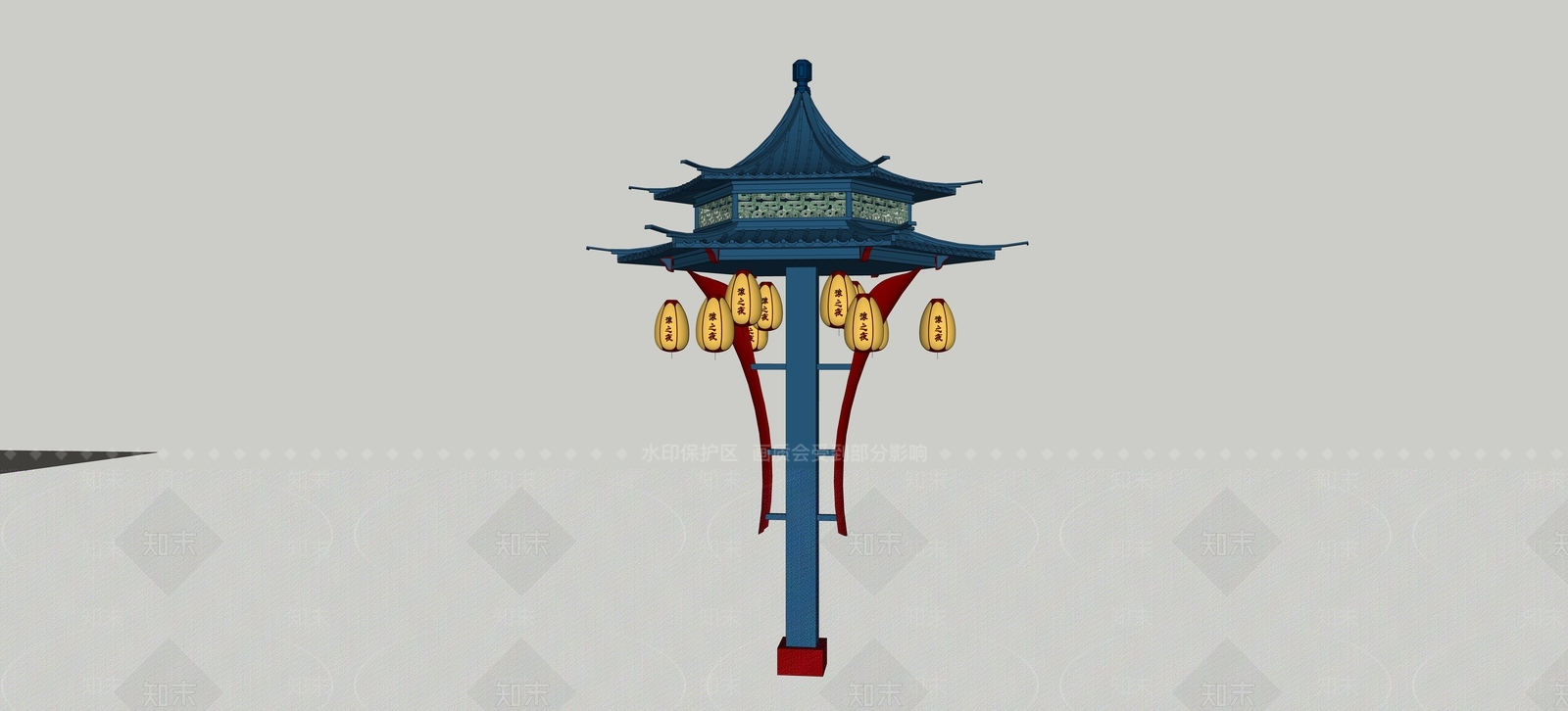 中式商业灯牌SU模型下载【ID:1136460331】