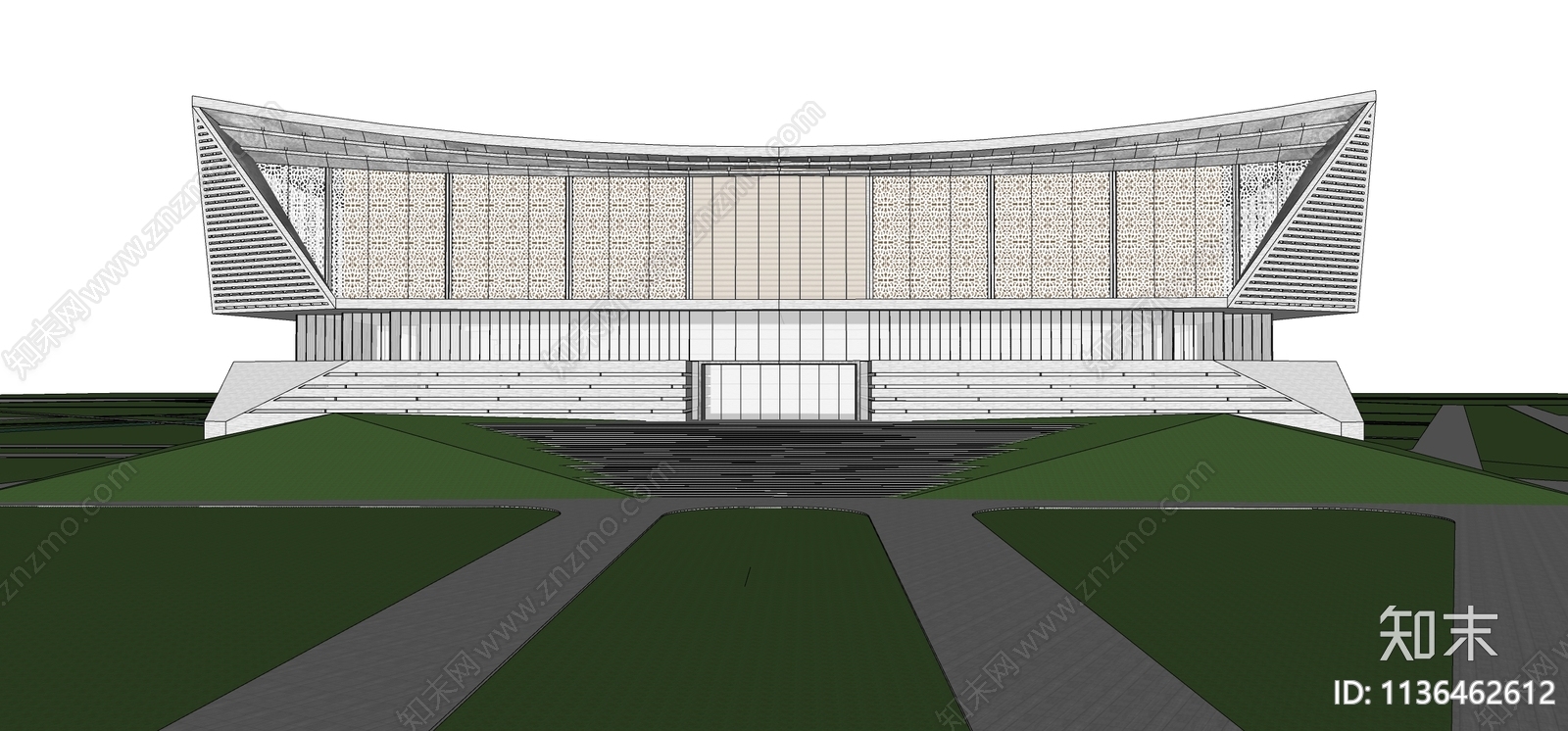 现代体育馆建筑SU模型下载【ID:1136462612】