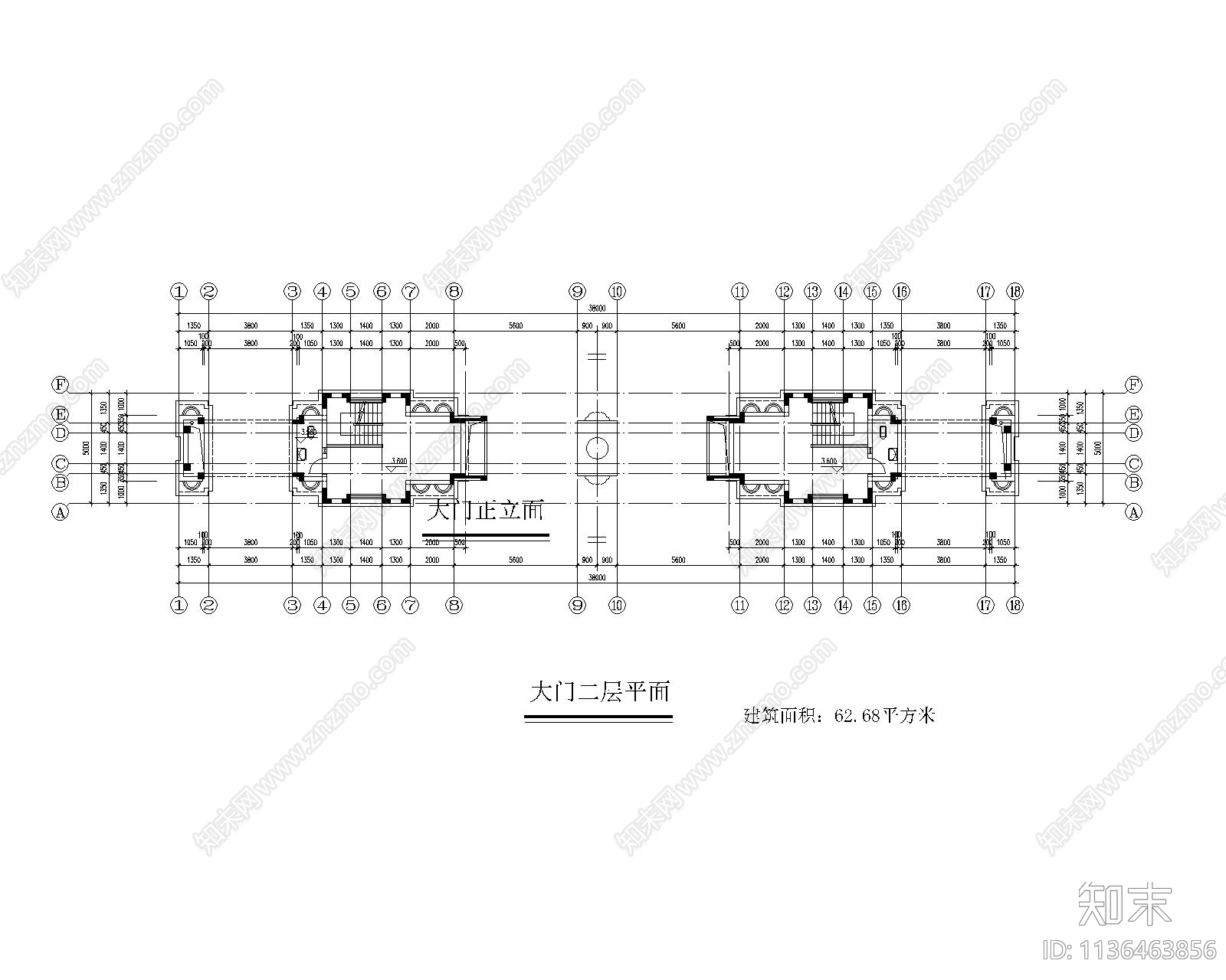 欧式室外大门cad施工图下载【ID:1136463856】