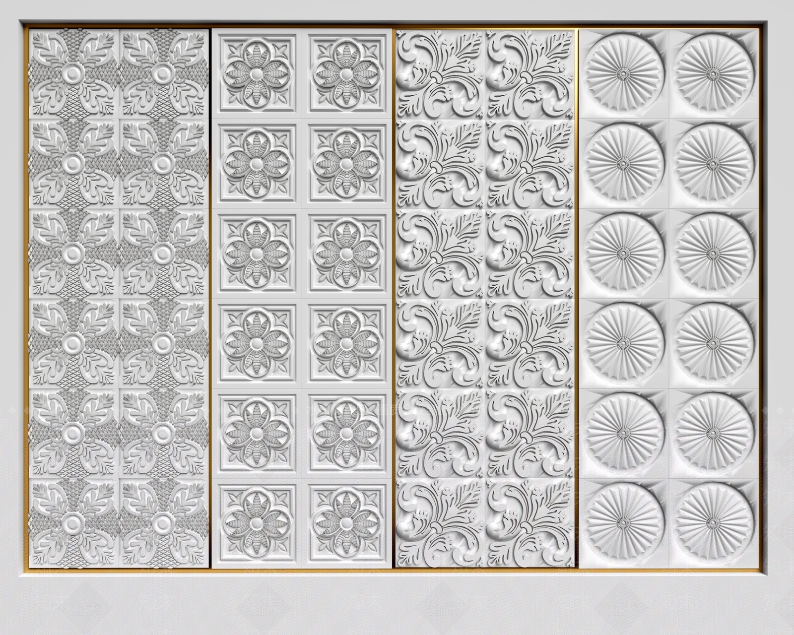 简欧墙面雕花3D模型下载【ID:1136465415】