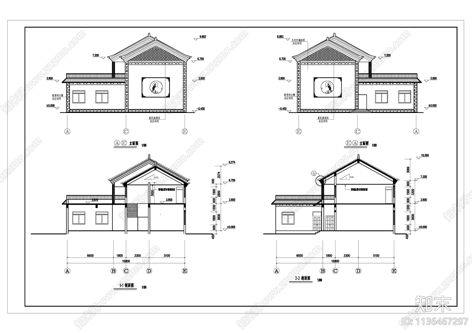 9套养老院建筑cad施工图下载【ID:1136467297】