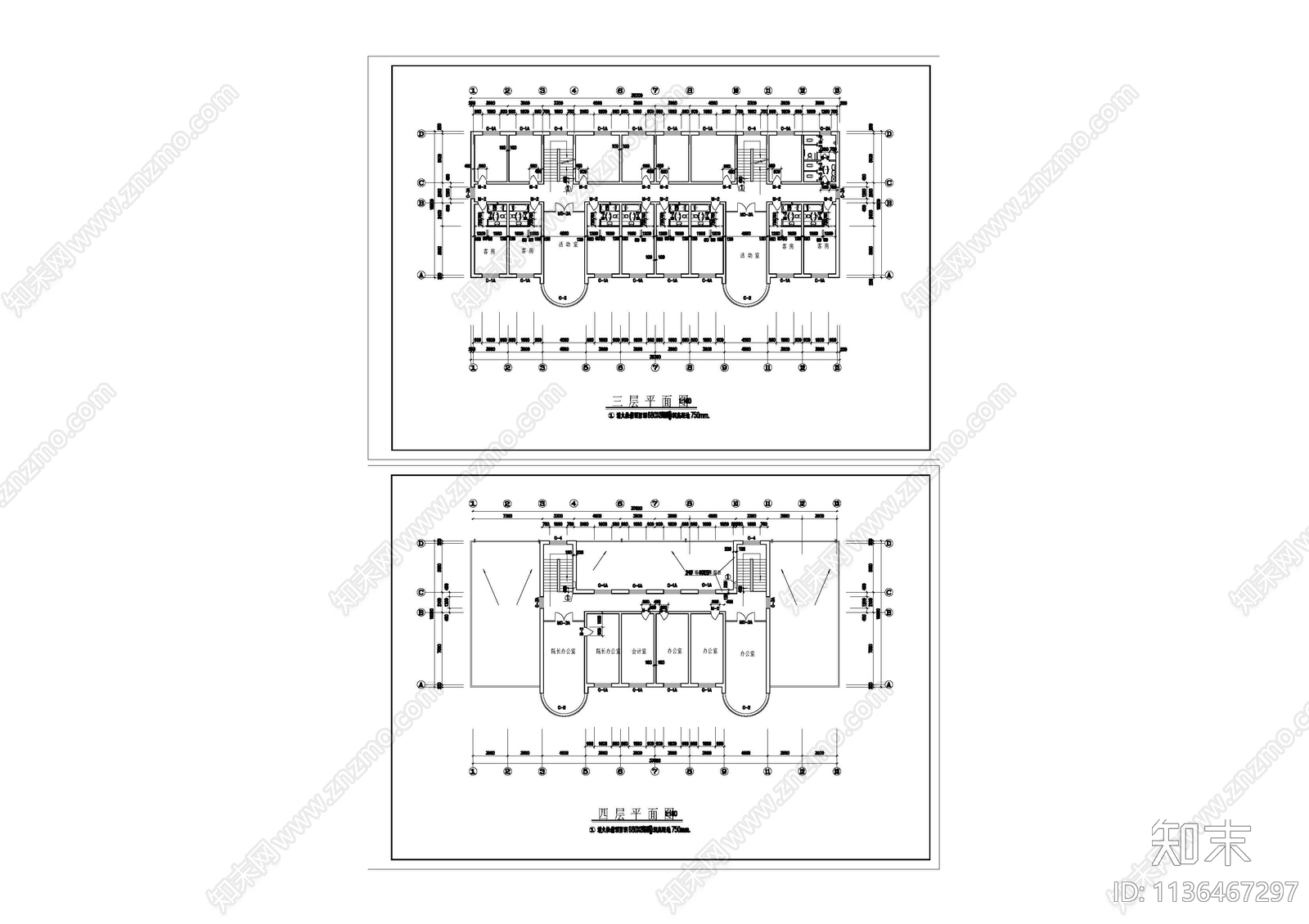 9套养老院建筑cad施工图下载【ID:1136467297】