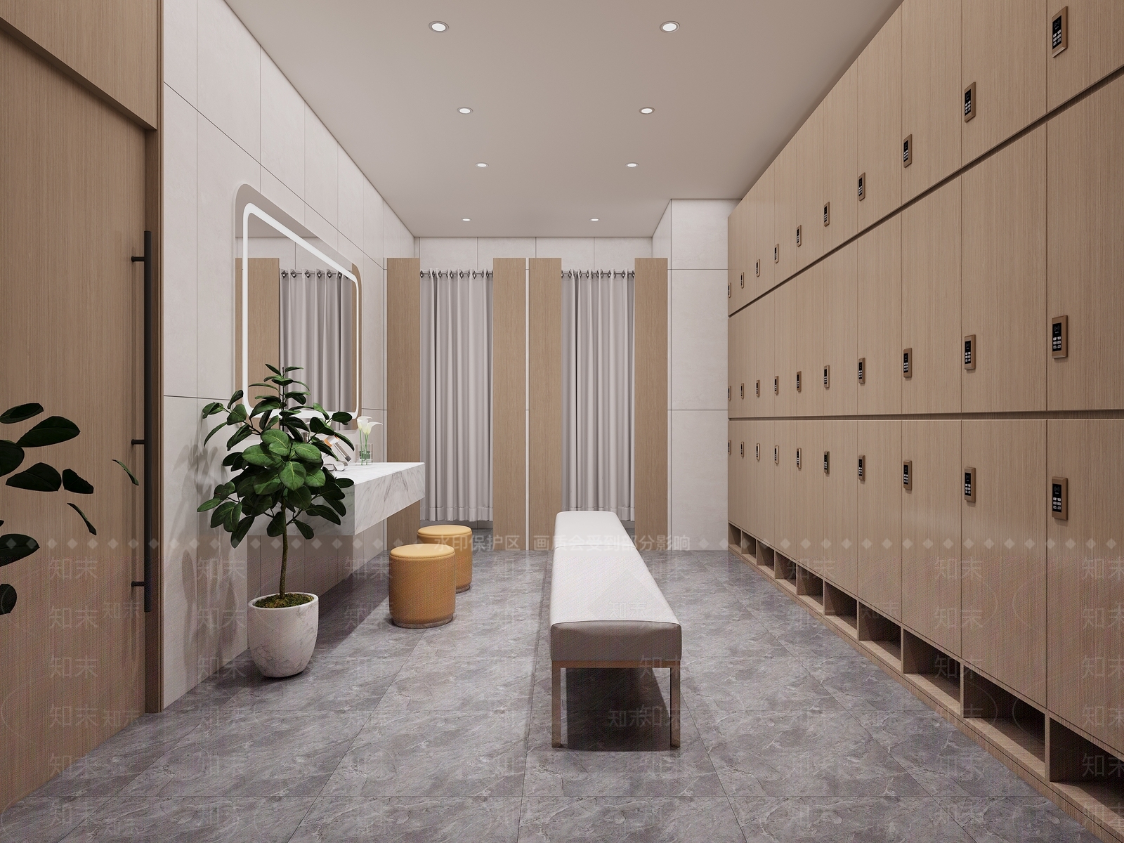 现代健身房更衣室3D模型下载【ID:1136468338】