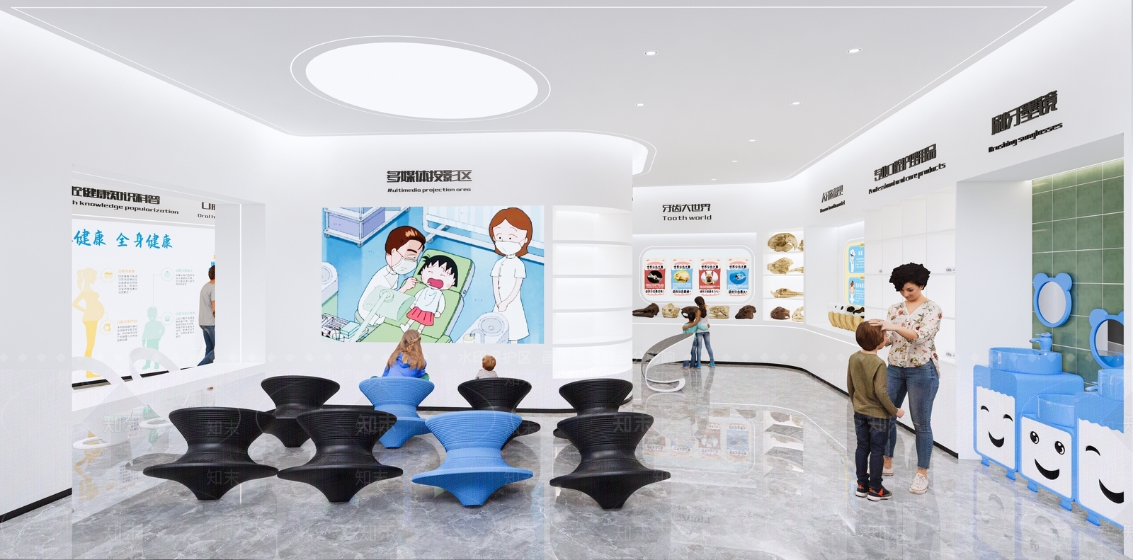 现代儿童口腔科普展厅SU模型下载【ID:1136468405】