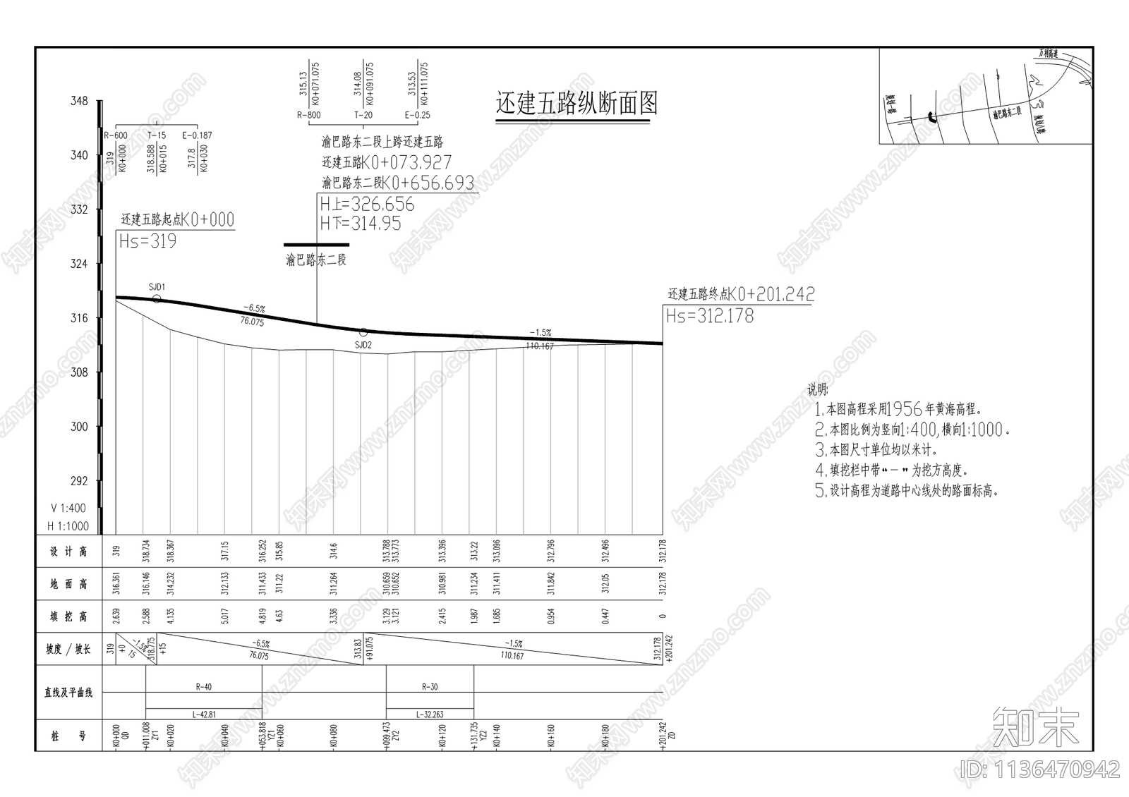塘坊新城区渝巴路东二段工程cad施工图下载【ID:1136470942】
