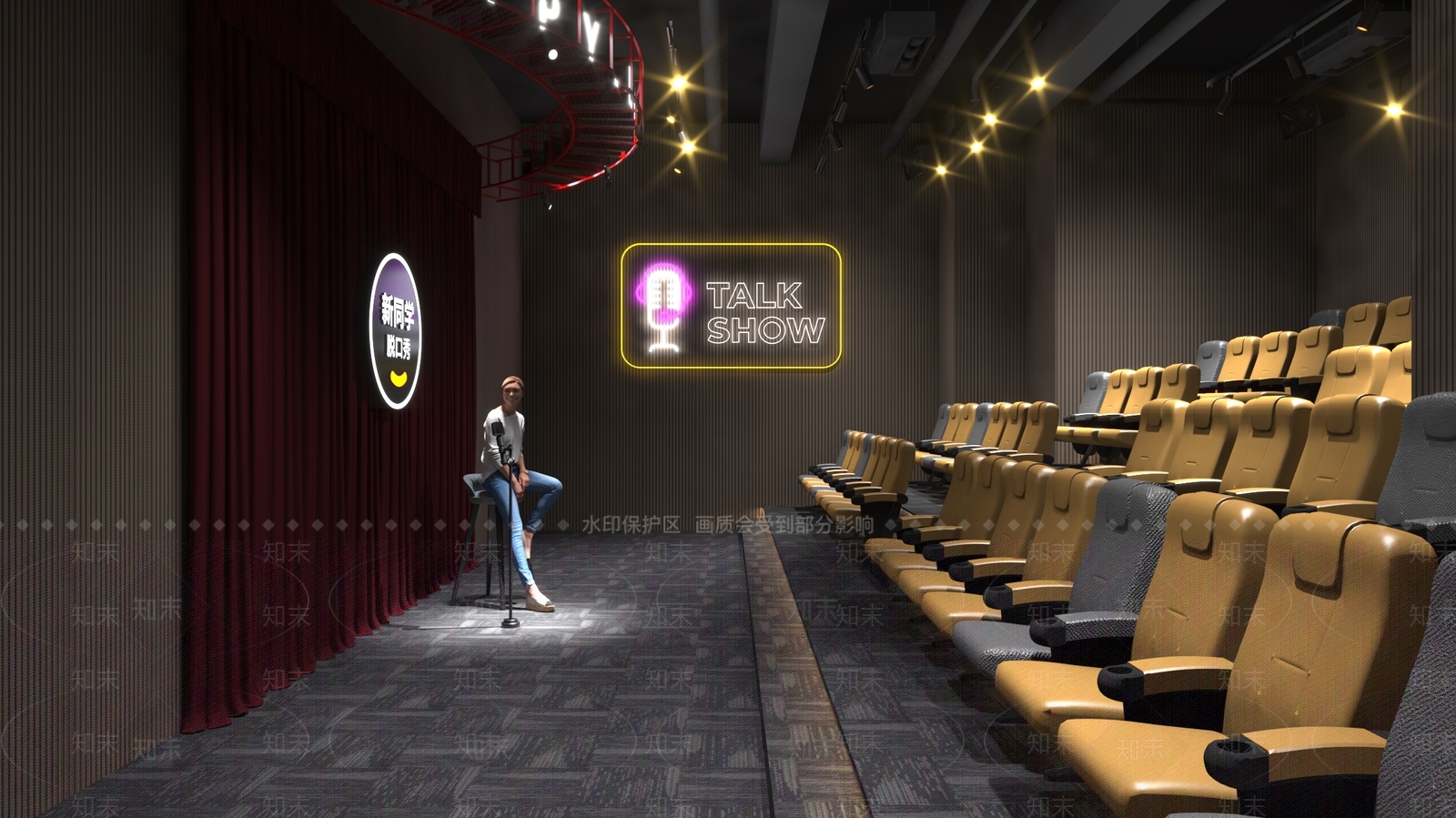 现代脱口秀影音室3D模型下载【ID:1136472794】
