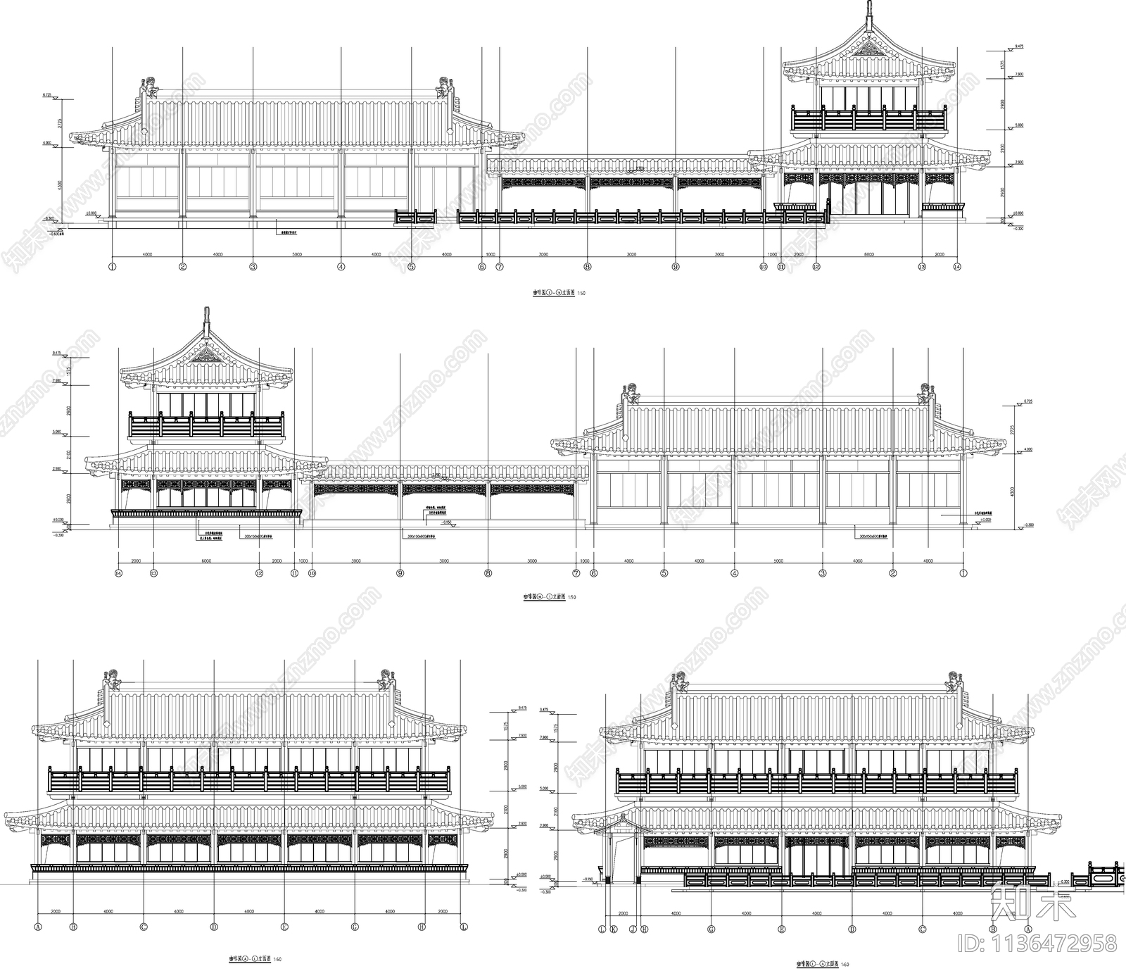 琅琊园咖啡馆古建筑cad施工图下载【ID:1136472958】