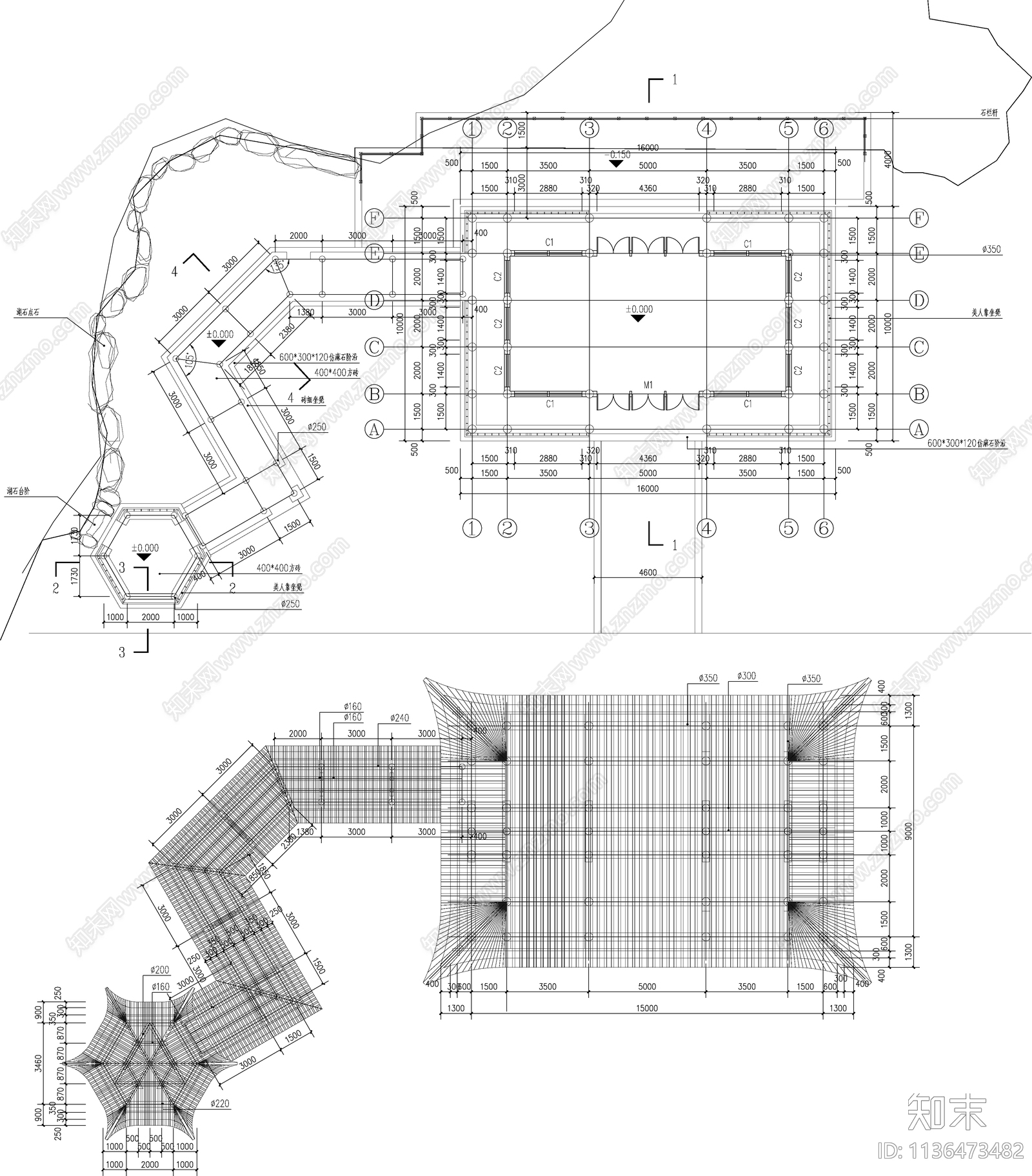 水榭亭廊古建筑施工图下载【ID:1136473482】