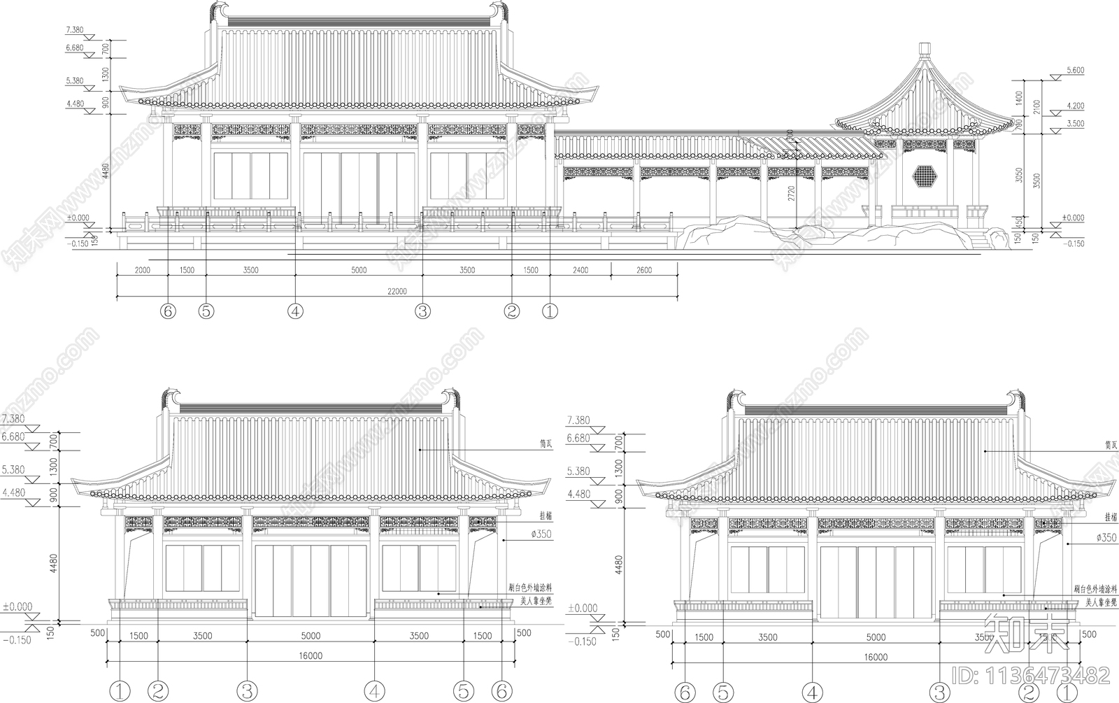 水榭亭廊古建筑施工图下载【ID:1136473482】