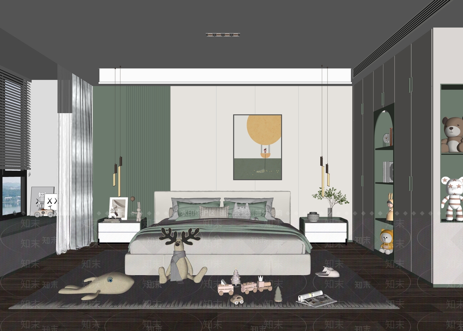 现代通用儿童房SU模型下载【ID:1136473936】