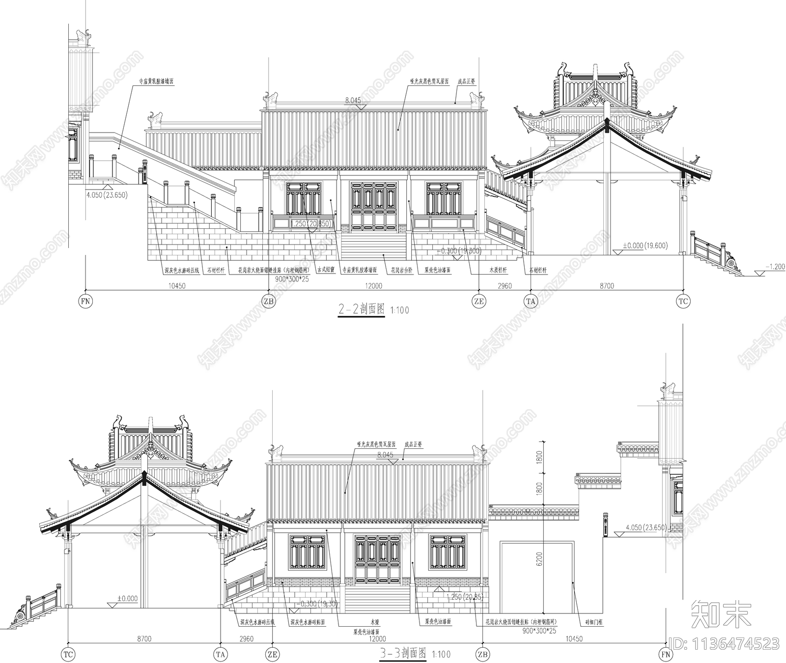 法堂古建筑cad施工图下载【ID:1136474523】