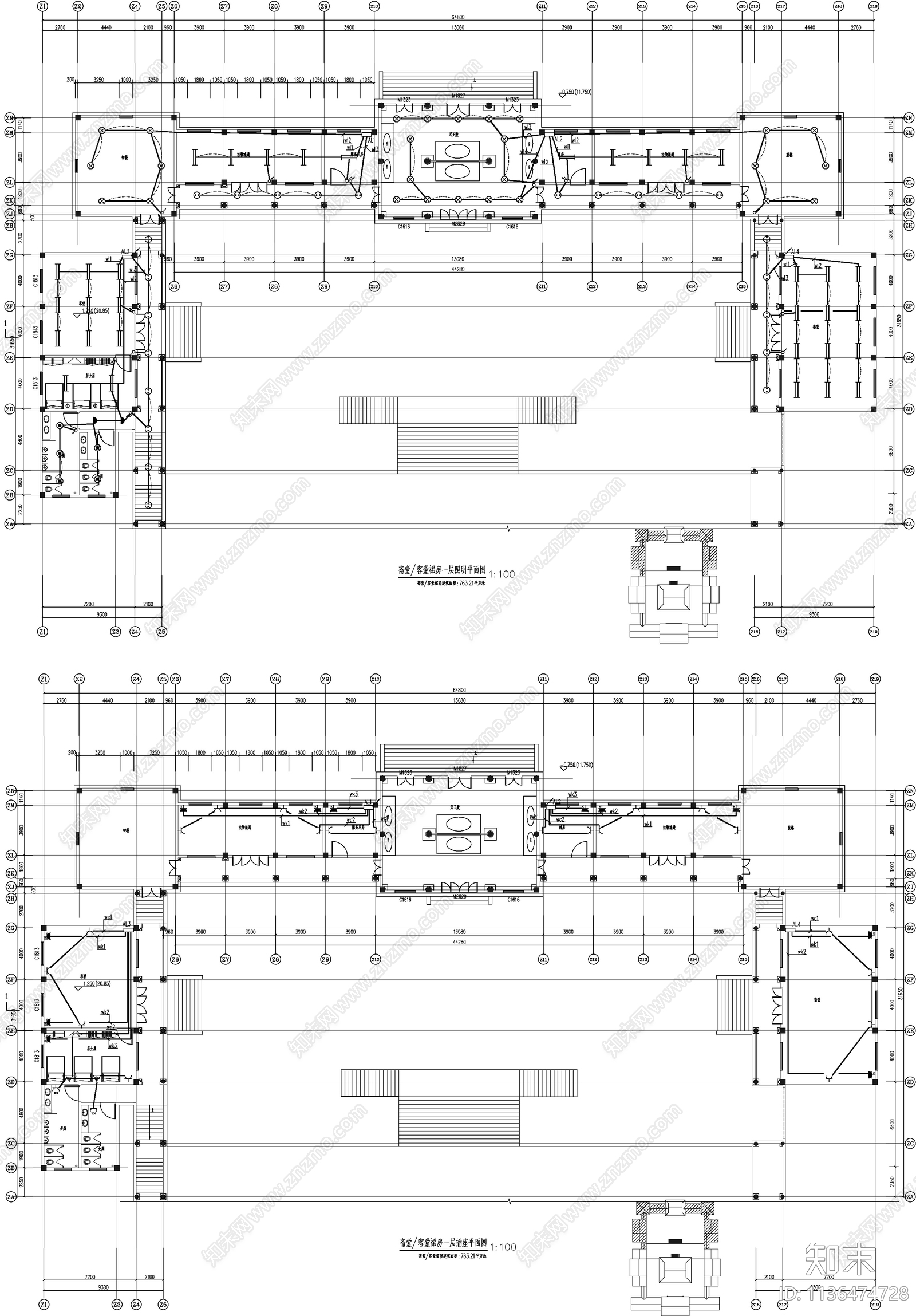 客堂古建筑电气cad施工图下载【ID:1136474728】