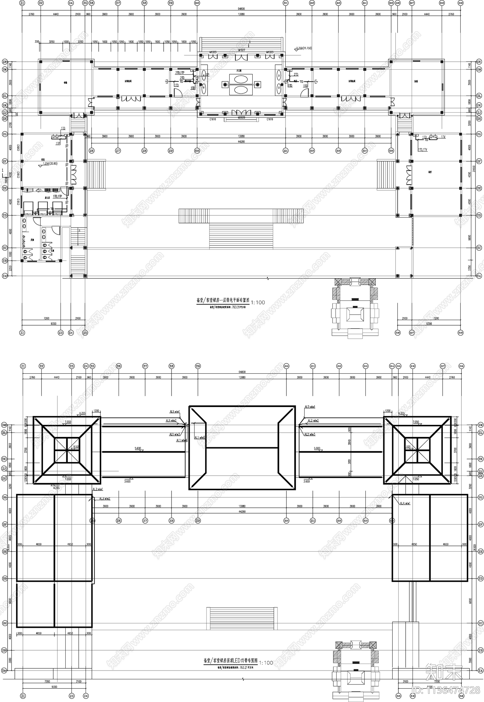 客堂古建筑电气cad施工图下载【ID:1136474728】