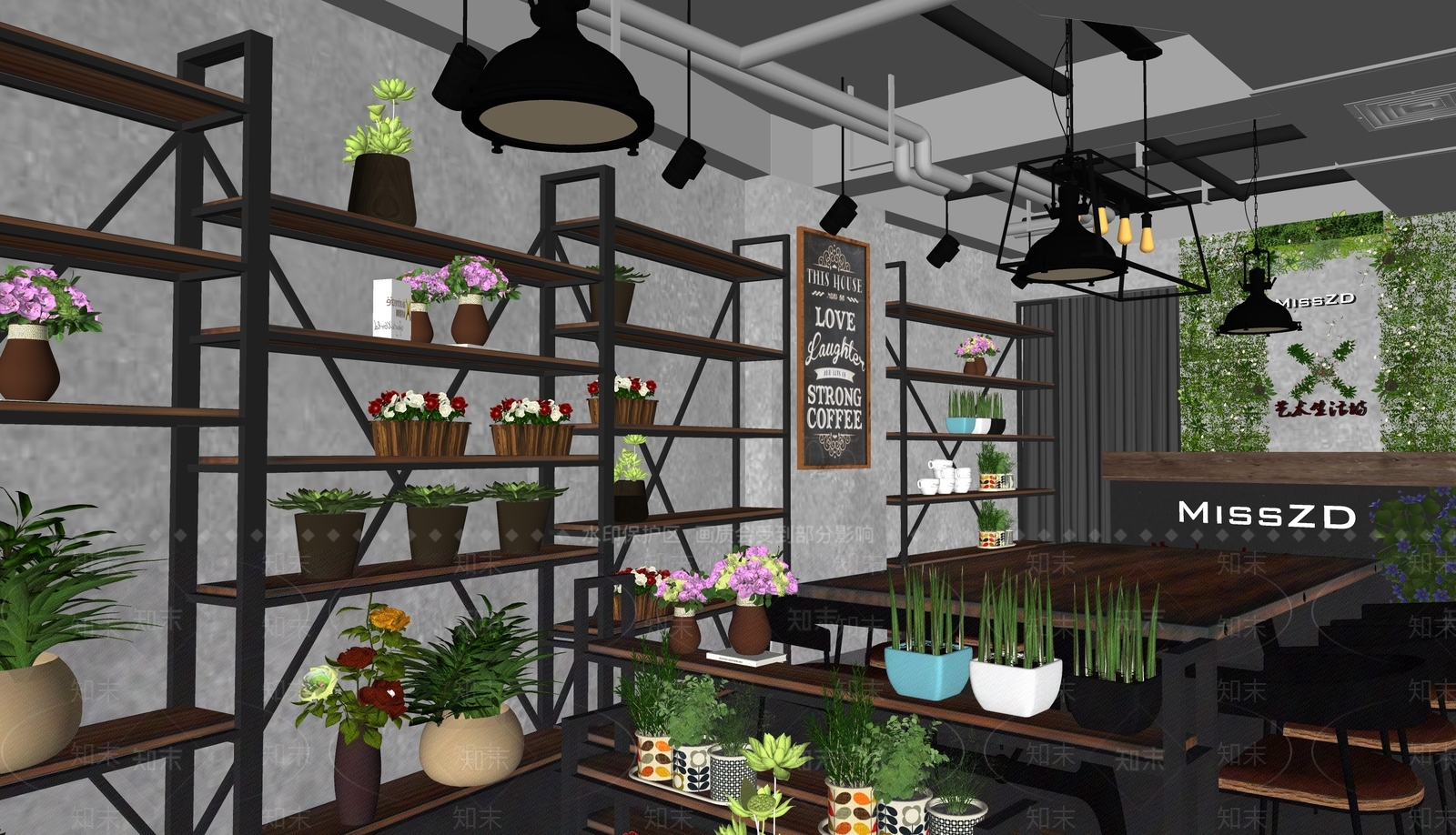 现代鲜花店SU模型下载【ID:1136474784】