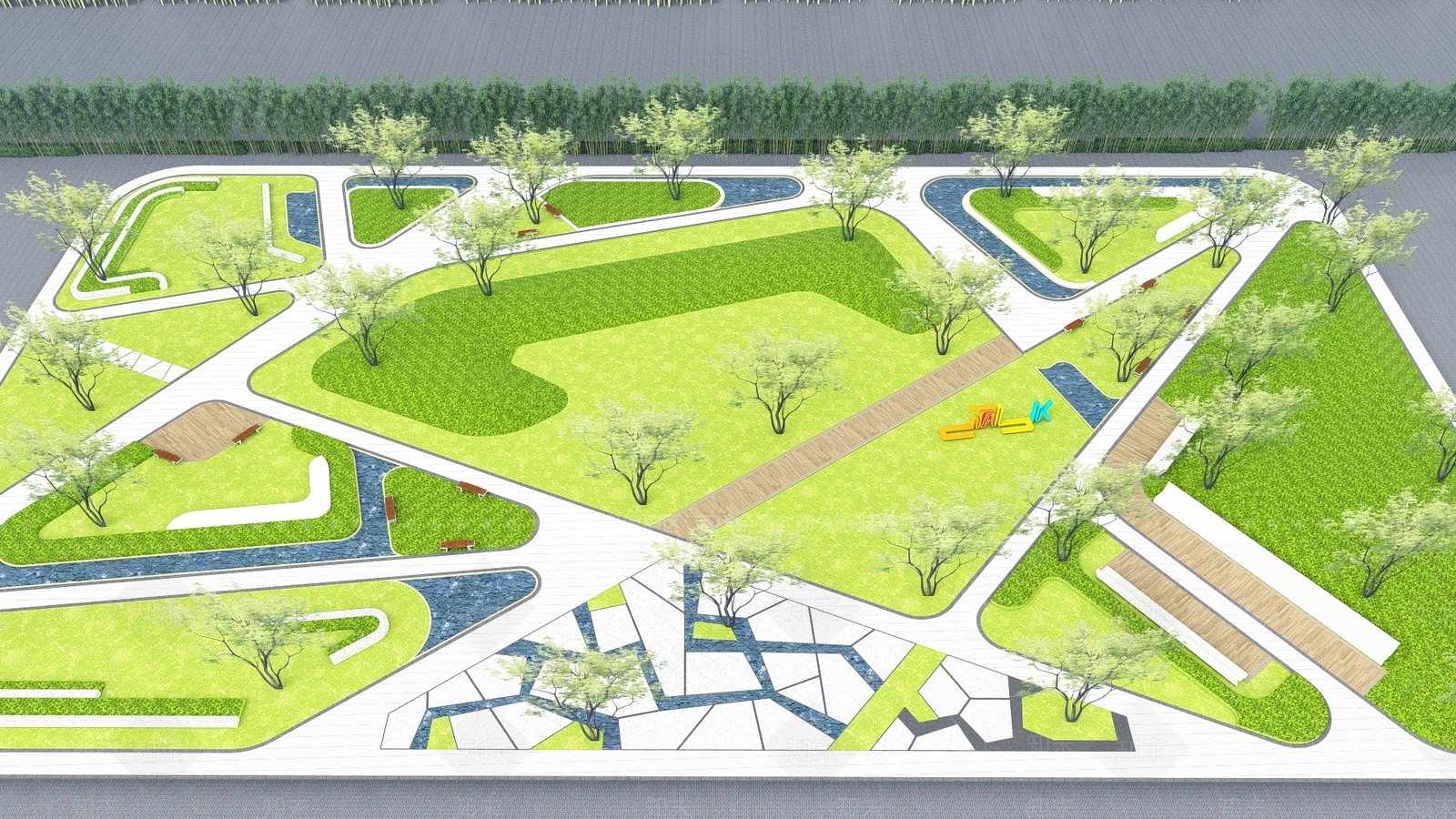 现代口袋公园景观SU模型下载【ID:1136476796】