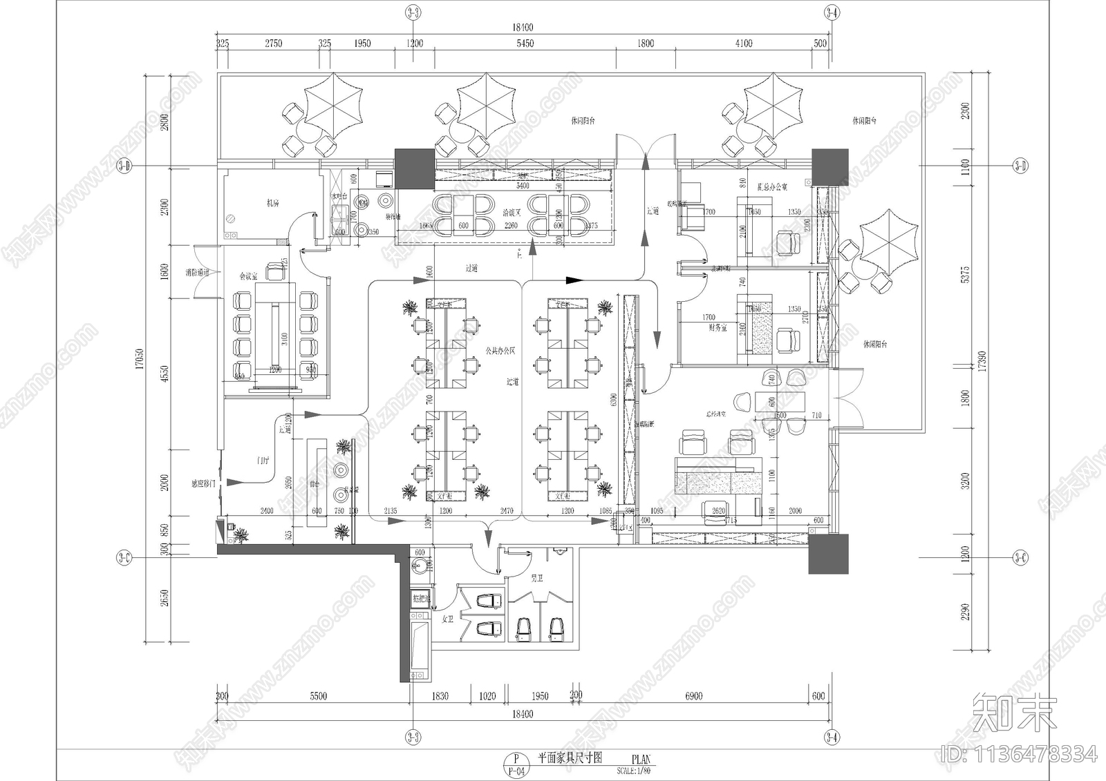现代办公室全套cad施工图下载【ID:1136478334】