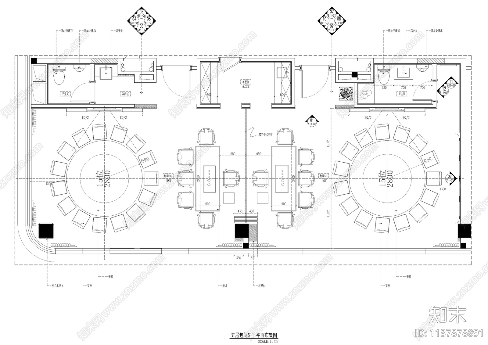 双间包间施工图下载【ID:1137878891】