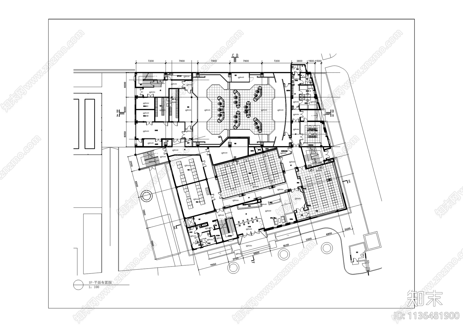 易华录数据湖示范区办公空间cad施工图下载【ID:1136481900】