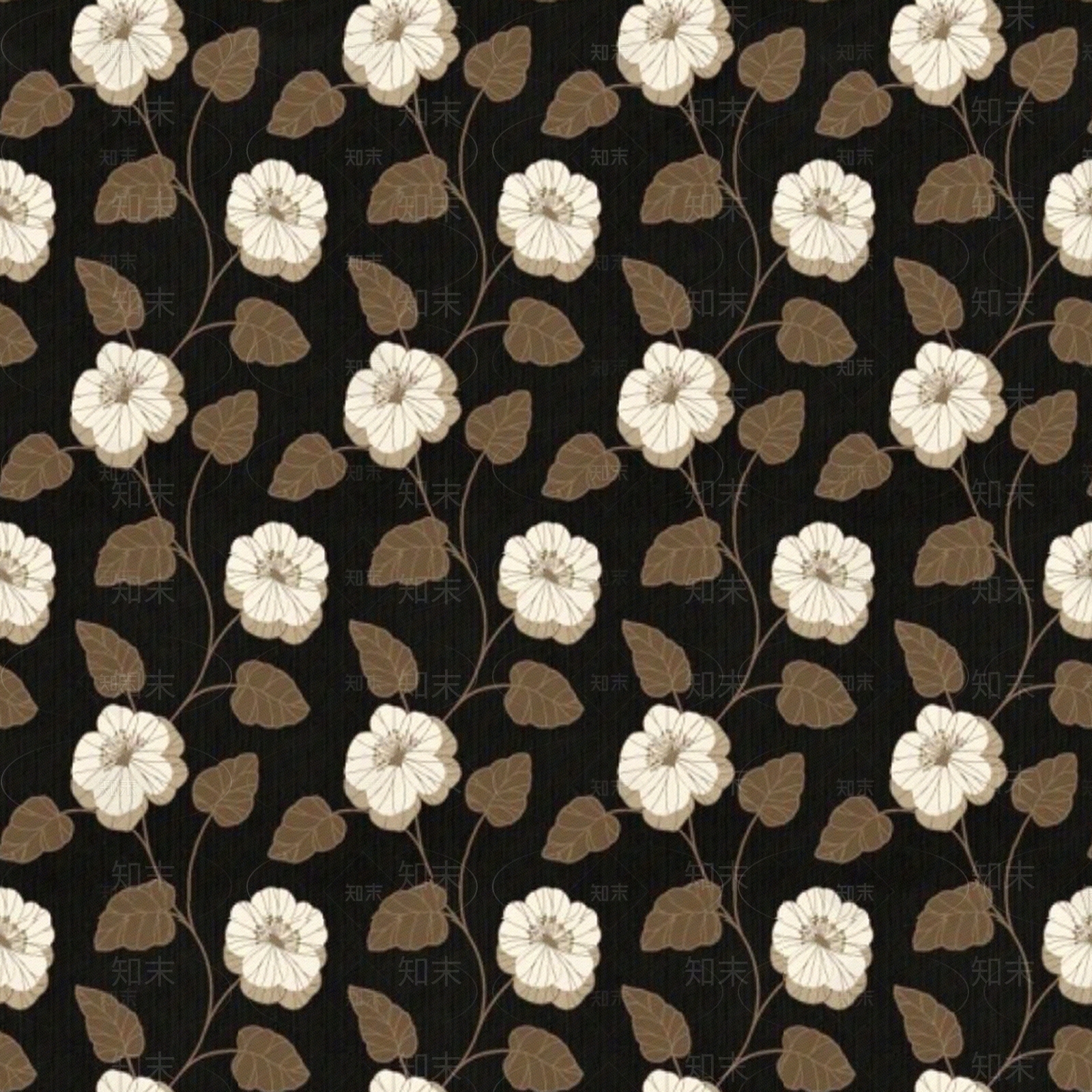 无缝黑色欧式田园风格碎花花纹图案壁纸壁布墙布贴图下载【ID:1136482822】
