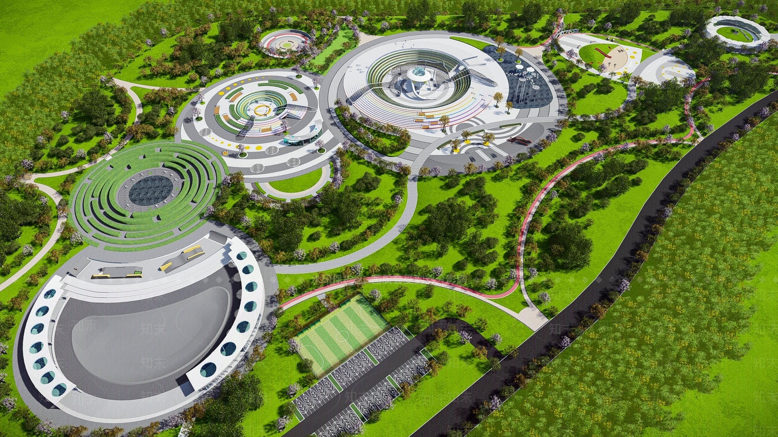 现代景观公园SU模型下载【ID:1136486560】