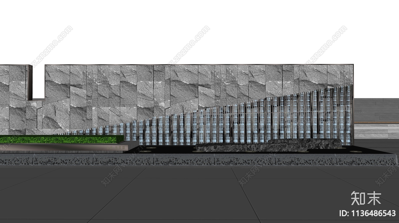 现代入口景墙SU模型下载【ID:1136486543】