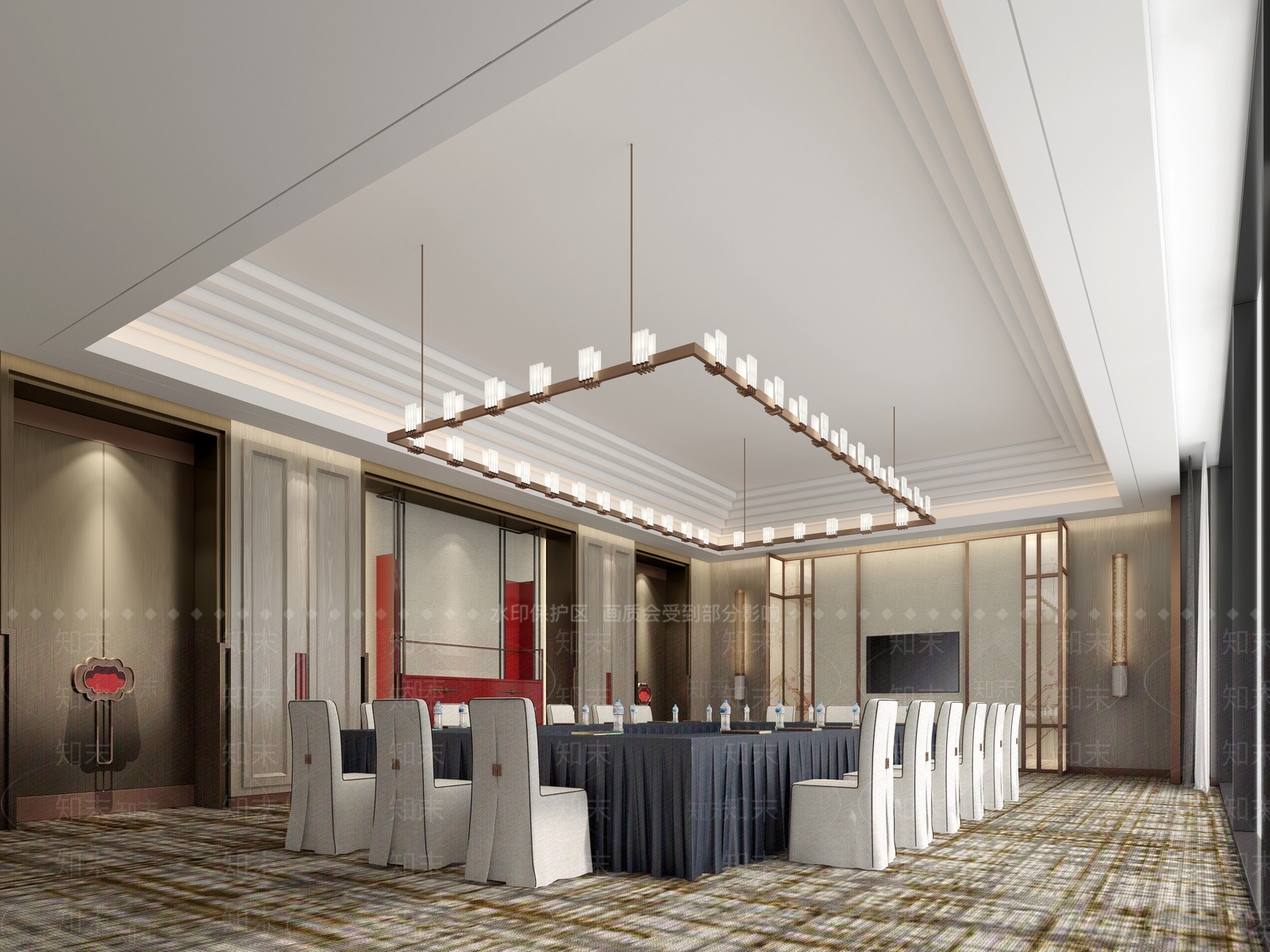 新中式酒店会议室3D模型下载【ID:1136487210】