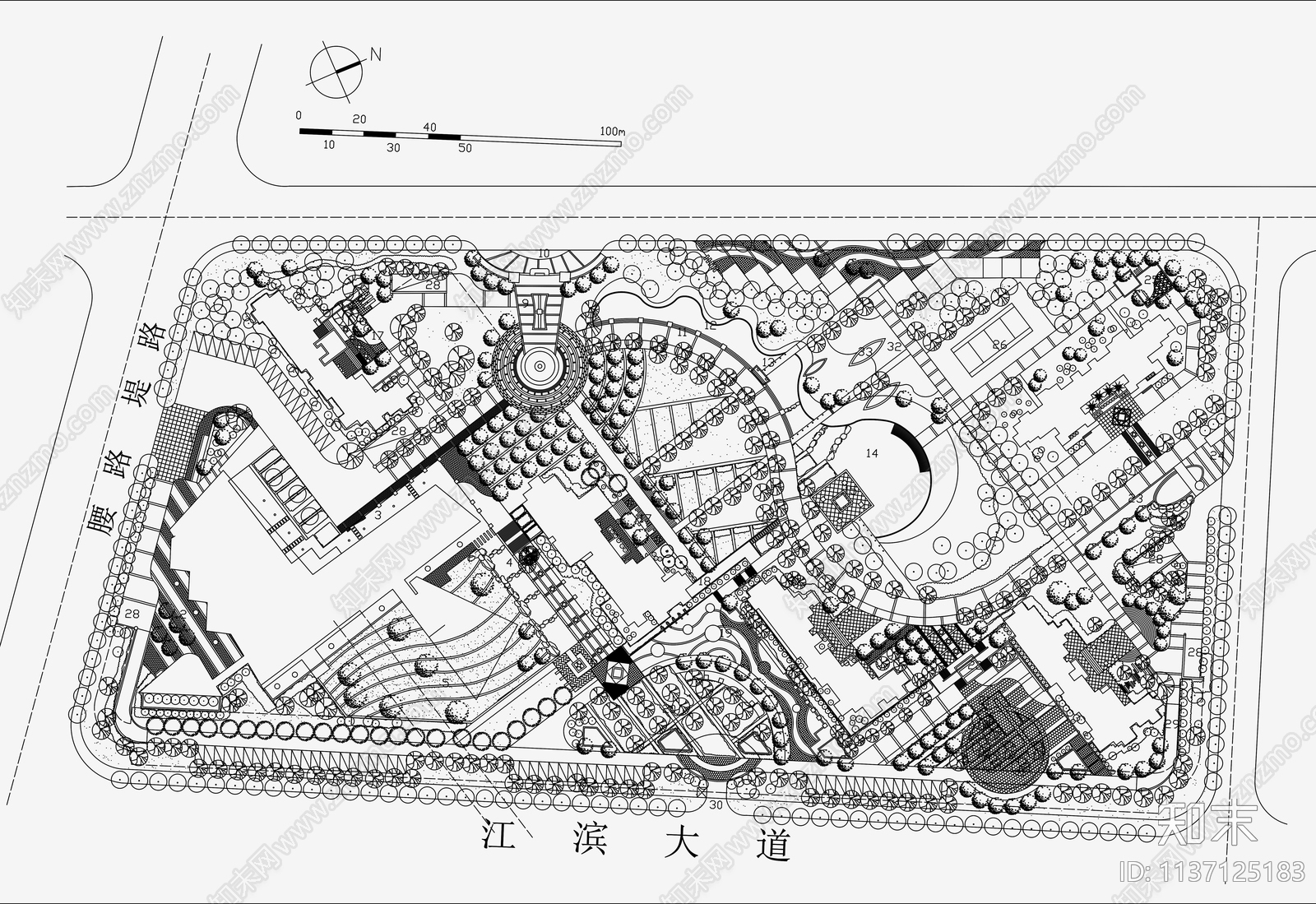 小区规划景观平面图施工图下载【ID:1137125183】