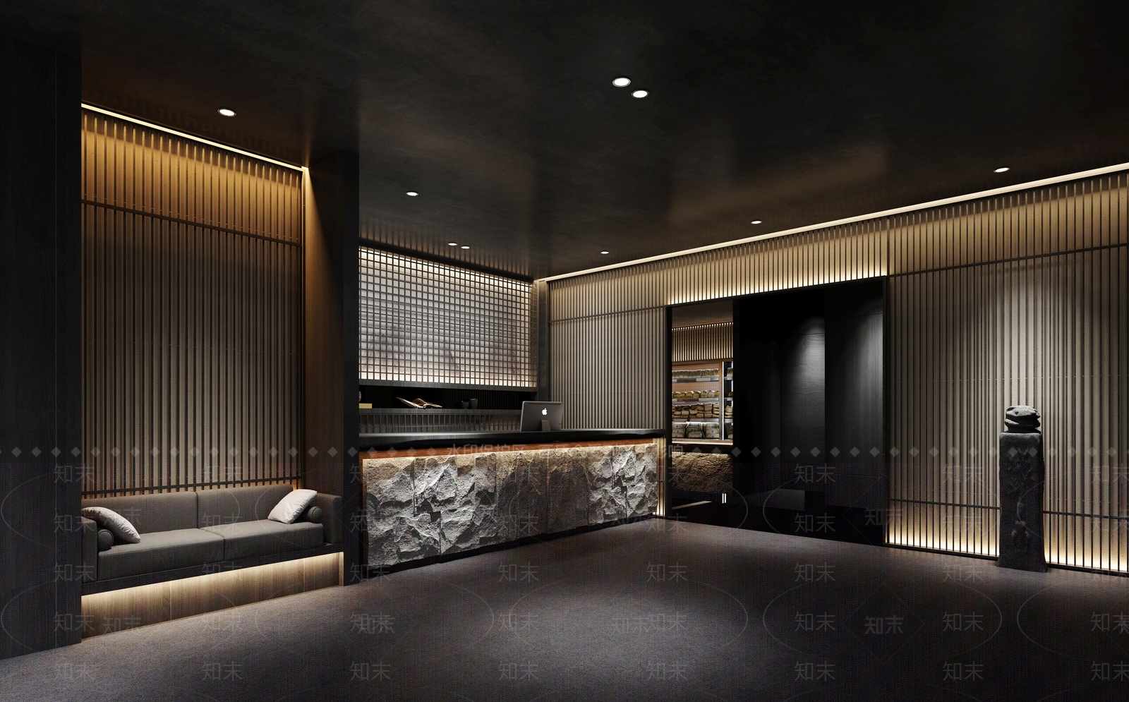 现代酒店前台SU模型下载【ID:1136490424】